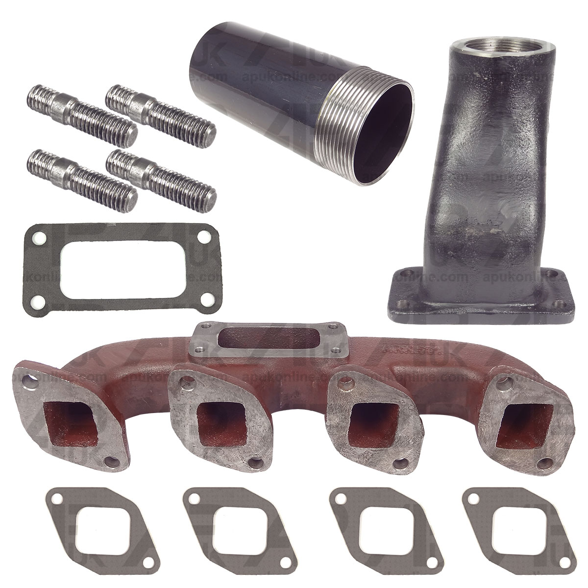 Exhaust Manifold Elbow Extension &amp; Gaskets for Case International IH Tractor