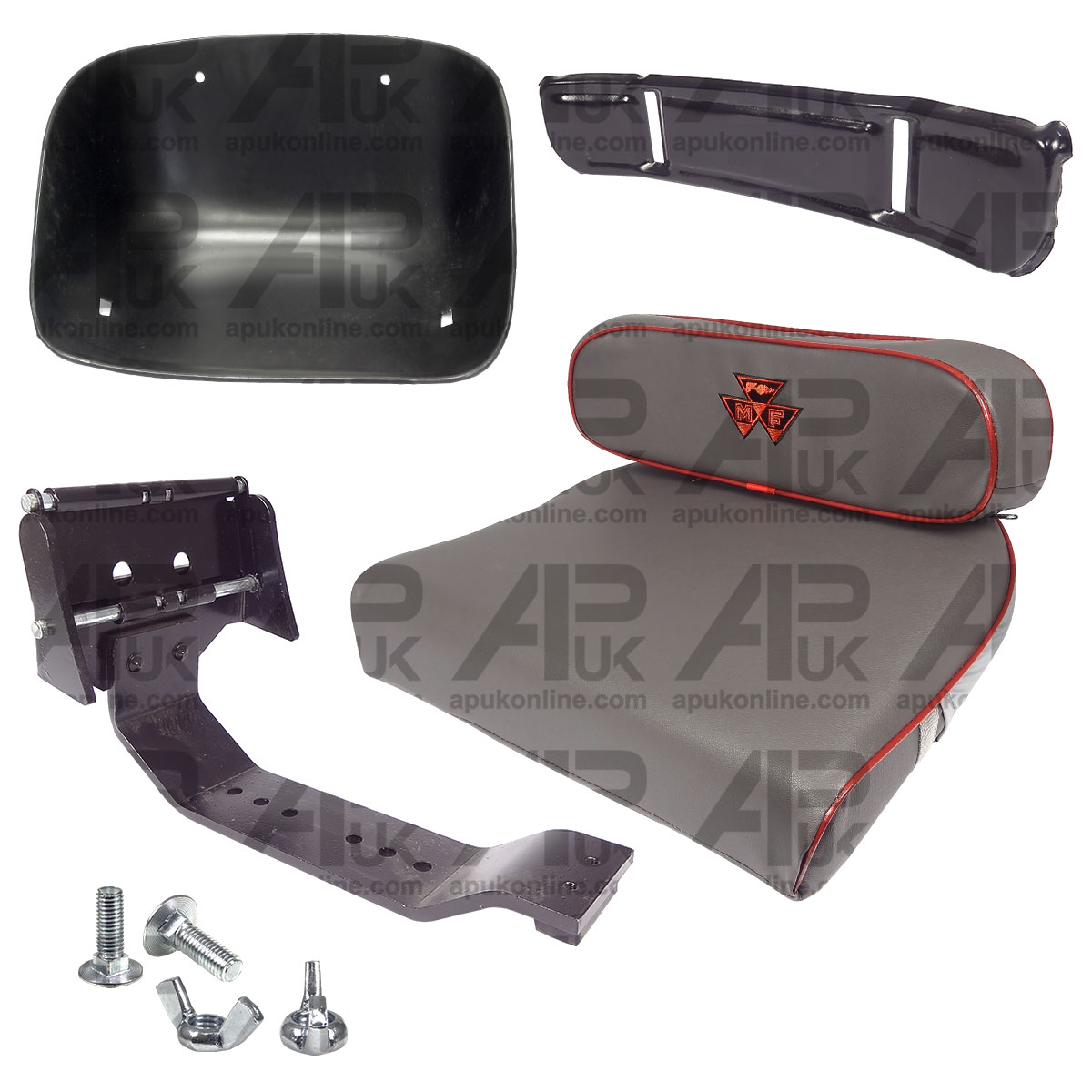Seat Pan Kit &amp; Cushion MF Logo for Massey Ferguson 35 35X 65 135 148 165 Tractor