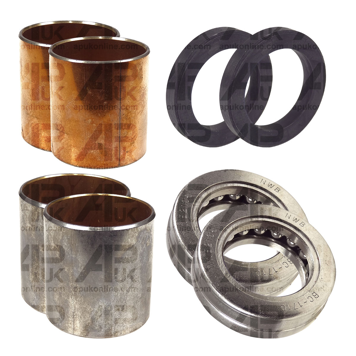 2x Kingpin Spindle Stub Axle Bush Kit for Fordson Dexta &amp; Super Dexta Tractor