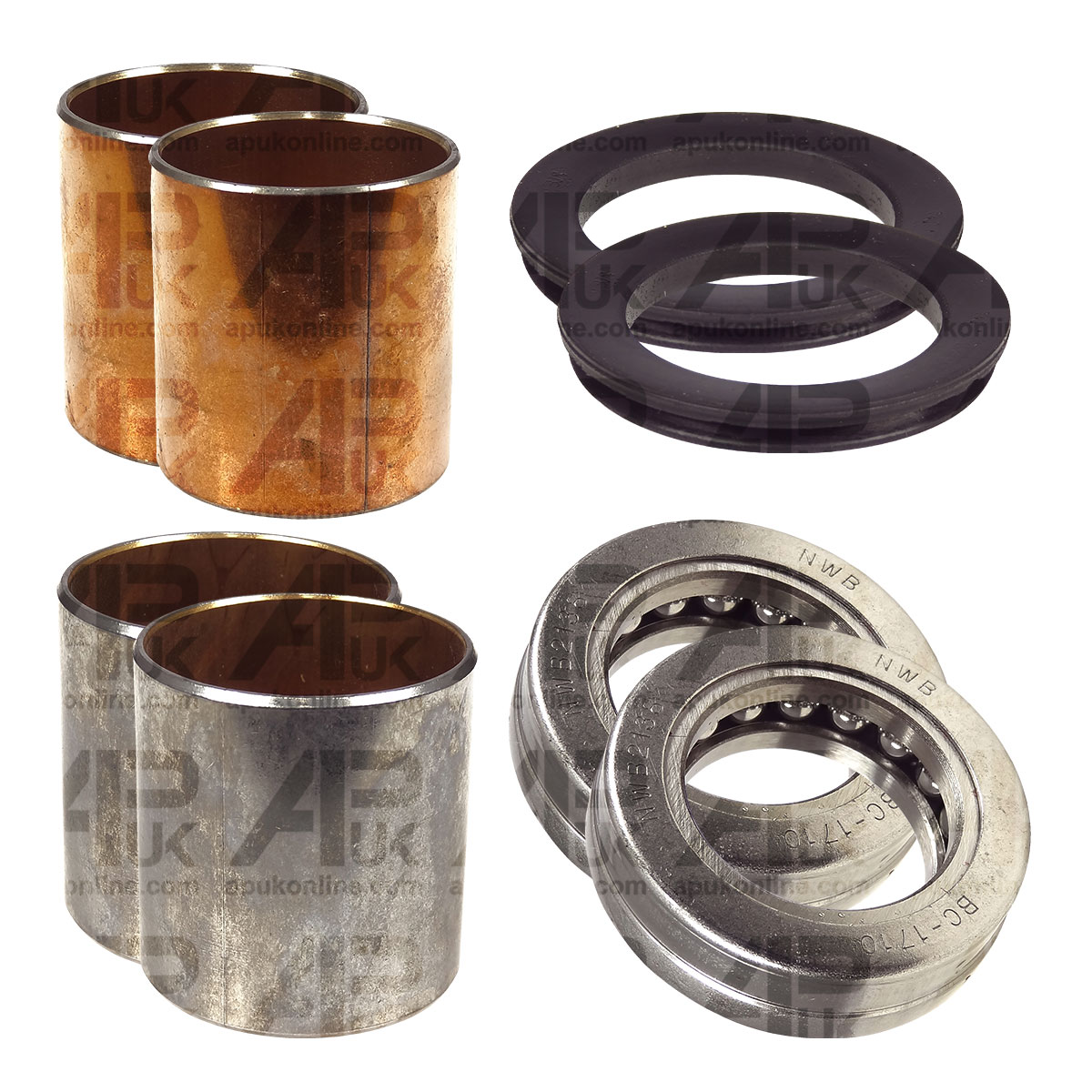 2x Kingpin Spindle Stub Axle Bush Kit for Ford 233 530A 531 541 600 601 Tractor