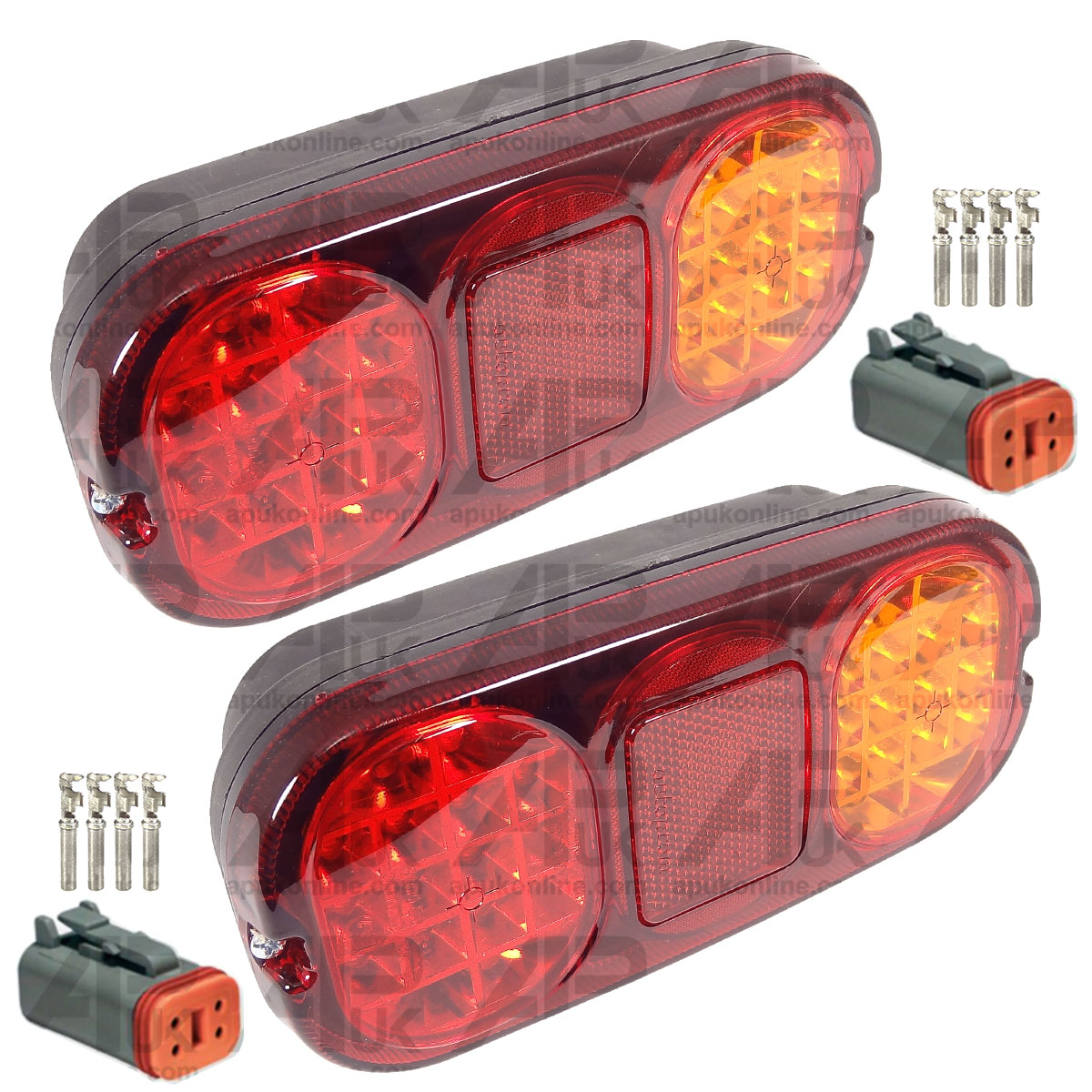 2x Rear LED Stop Tail Indicator Light + Plug for JCB 2CX 3CX 4CX Backhoe Digger