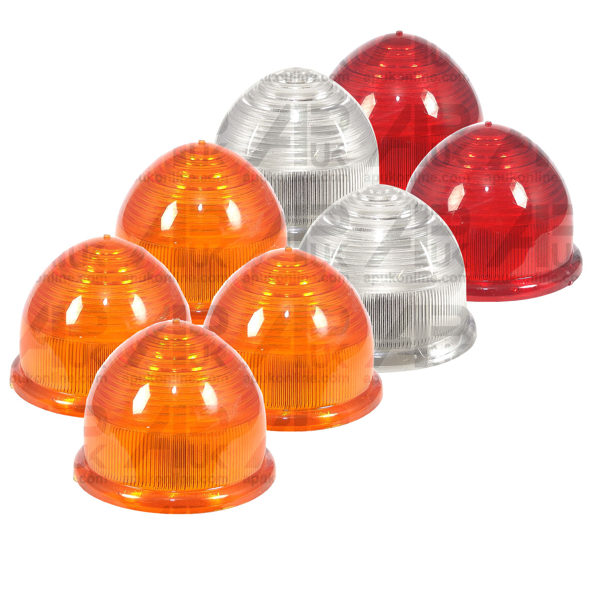 2 Rear Tail Red 2 Side Clear 4 Amber Light Lamp Lens for Mini Bus Lorry Truck