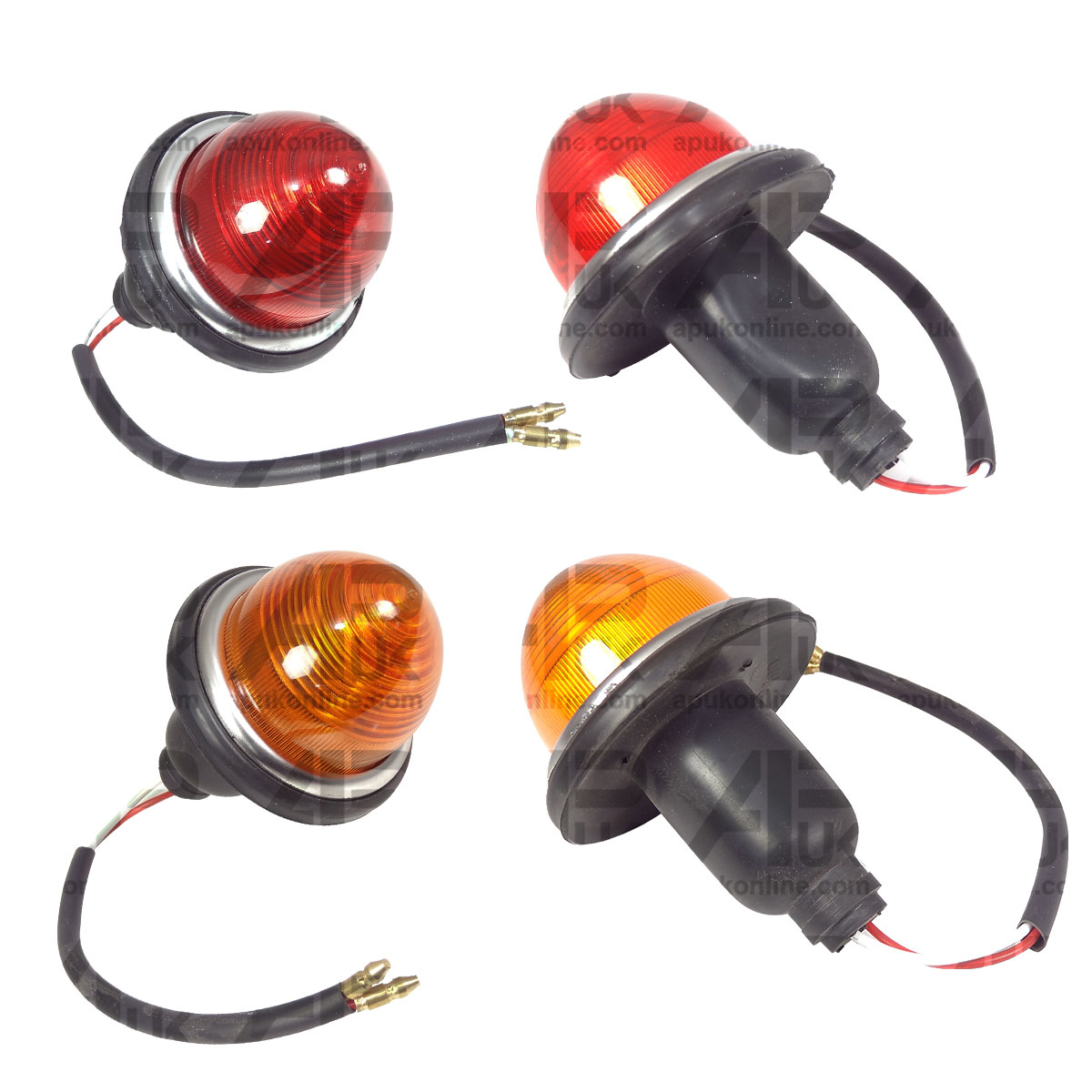 2 Rear Red 2 Indicator Amber Dome Lights Lucas Type L594 for Old Vintage Tractor