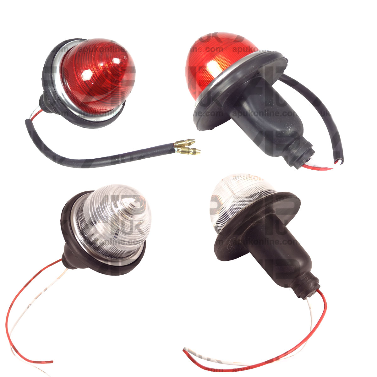 2x Rear Red 2x Clear Side Dome Lights Lucas Type L594 for Old Vintage Tractor