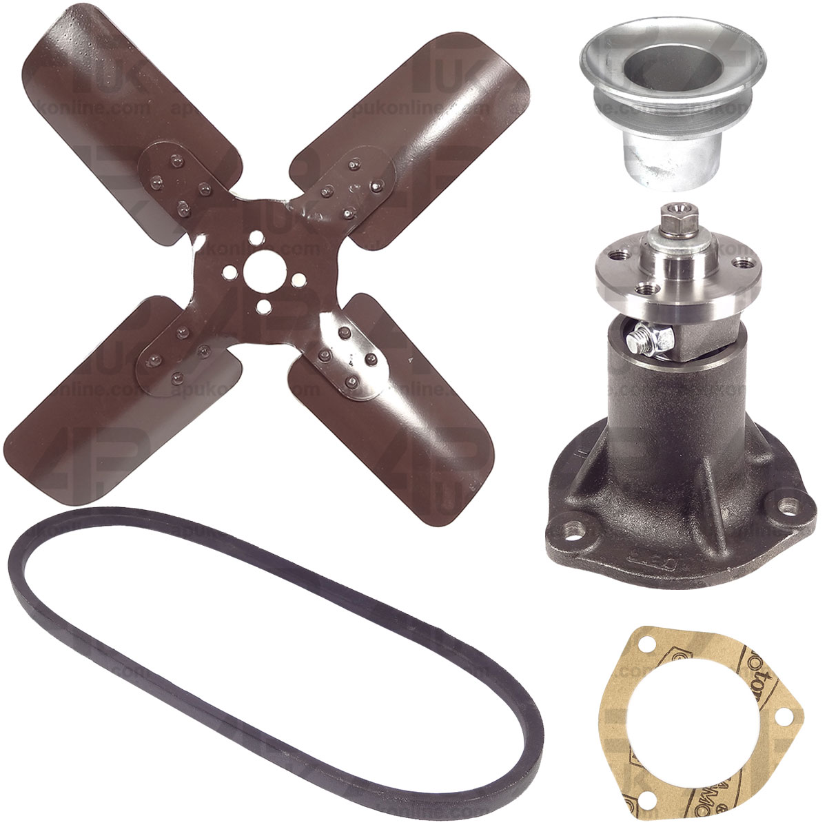 Full Water Pump Pulley Belt Fan Kit for Massey Ferguson TEA20 TED20 TE20 Tractor