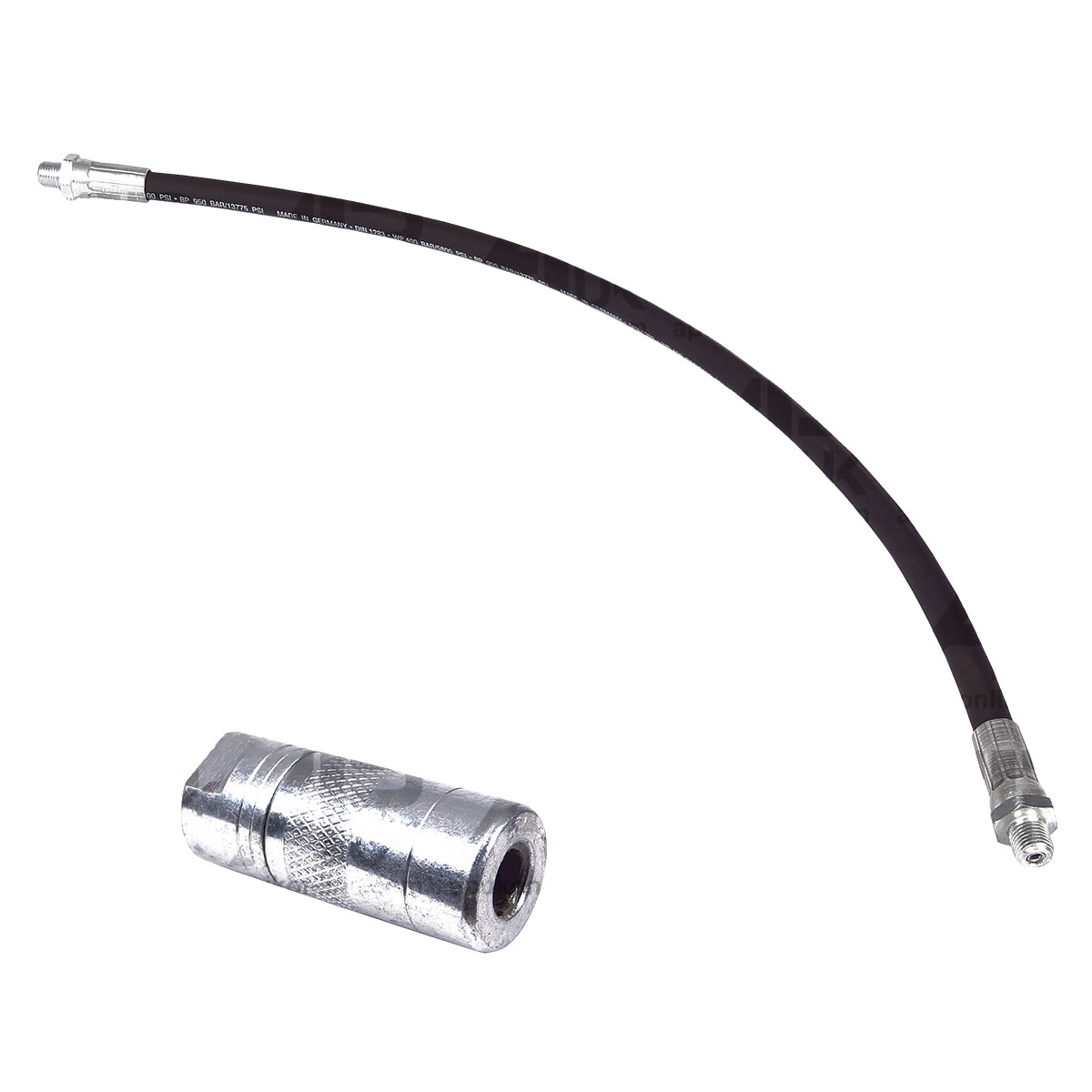 M10 Thread Heavy Duty 5800 PSI Flexible Grease Gun Tube Hose 50cm &amp; Coupler