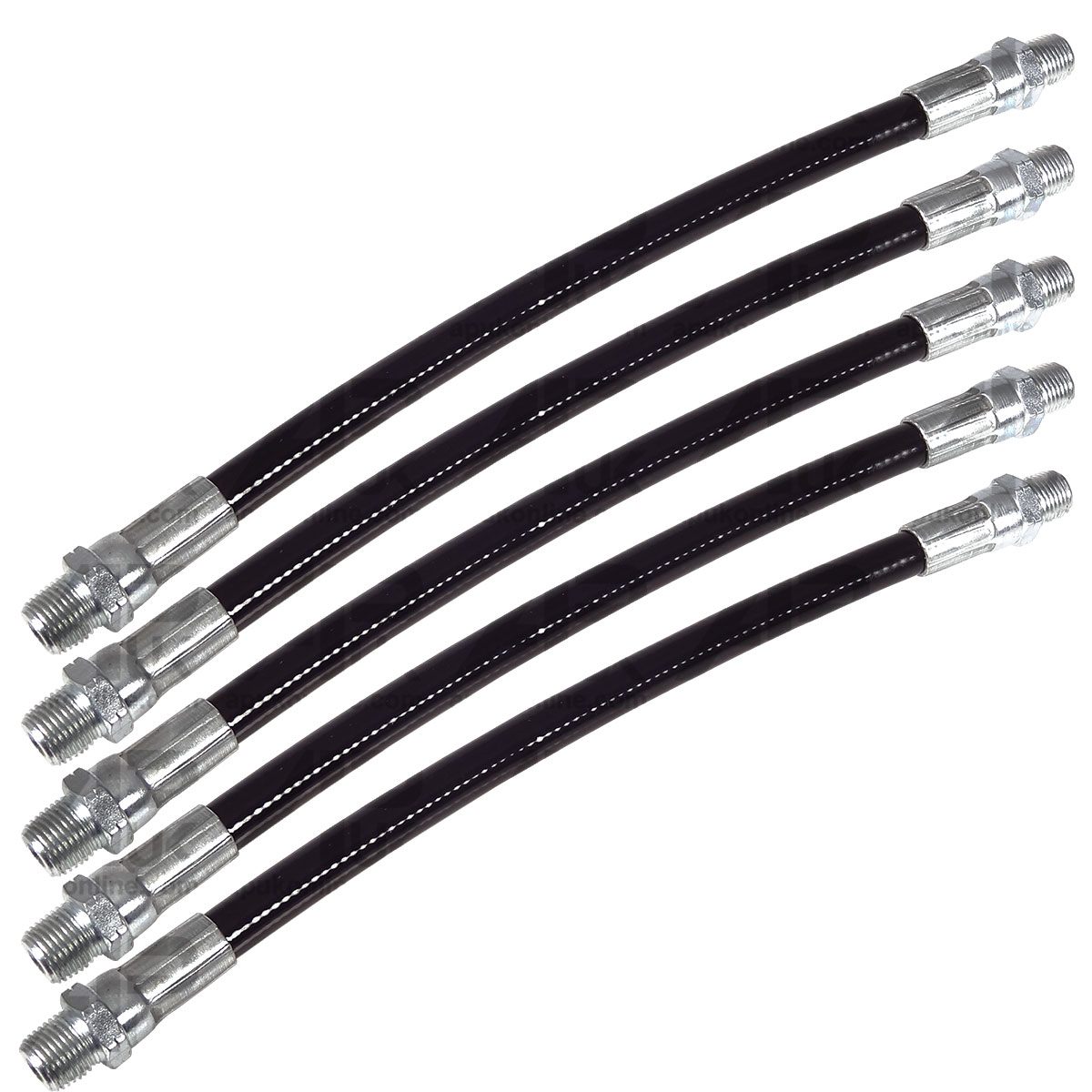 5x 1/8&quot; Inch BSP Thread Standard Duty Flexi Flexible Grease Gun Tube Hose 20cm