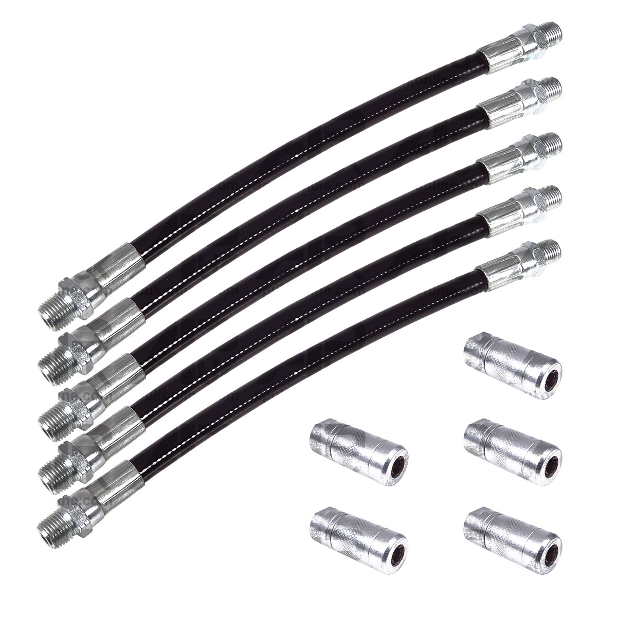 5x 1/8&quot; Inch BSP Thread Standard Duty Flexible Grease Gun Tube Hose 20cm Coupler