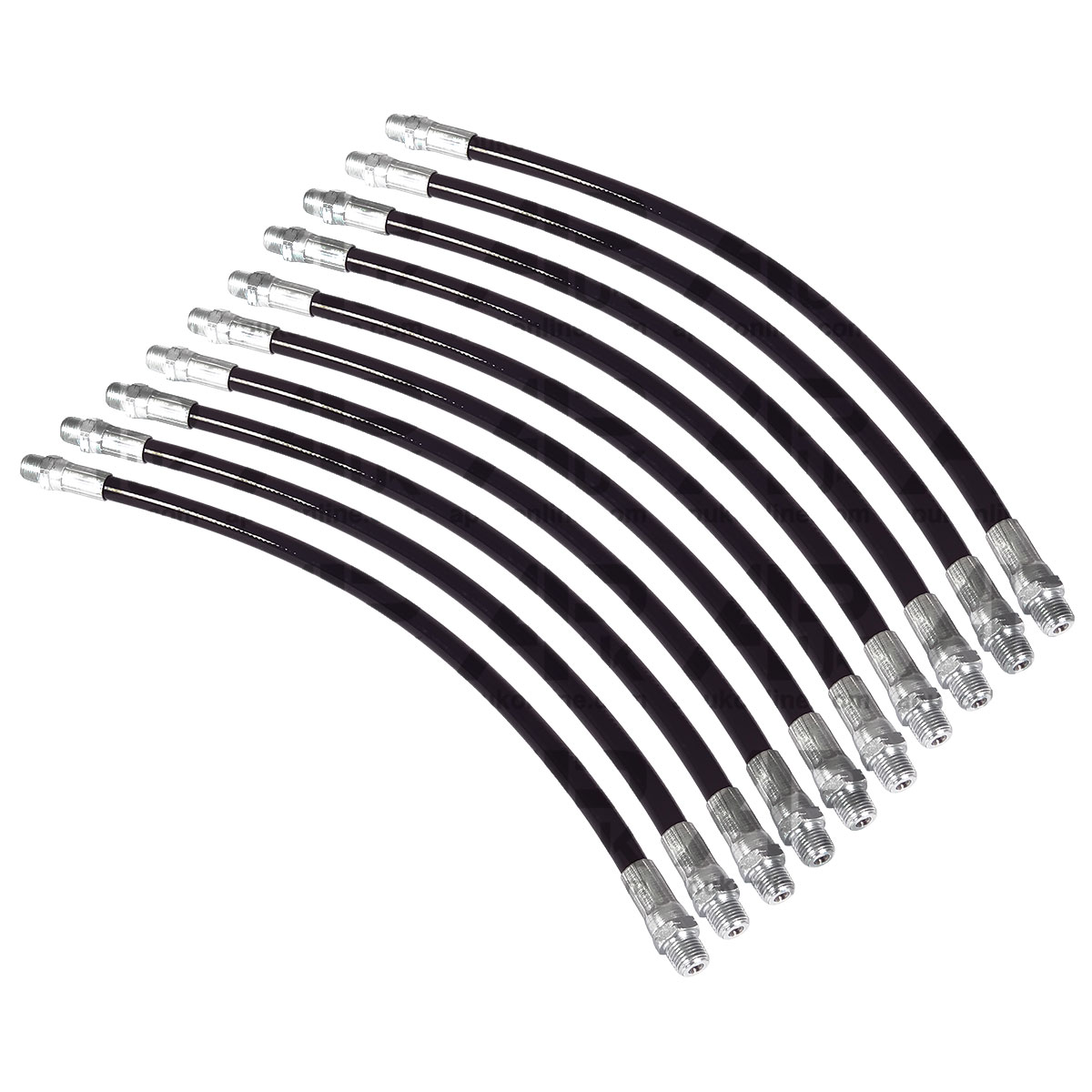 10 x 1/8&quot; Inch BSP Thread Standard Duty Flexi Flexible Grease Gun Tube Hose 30cm