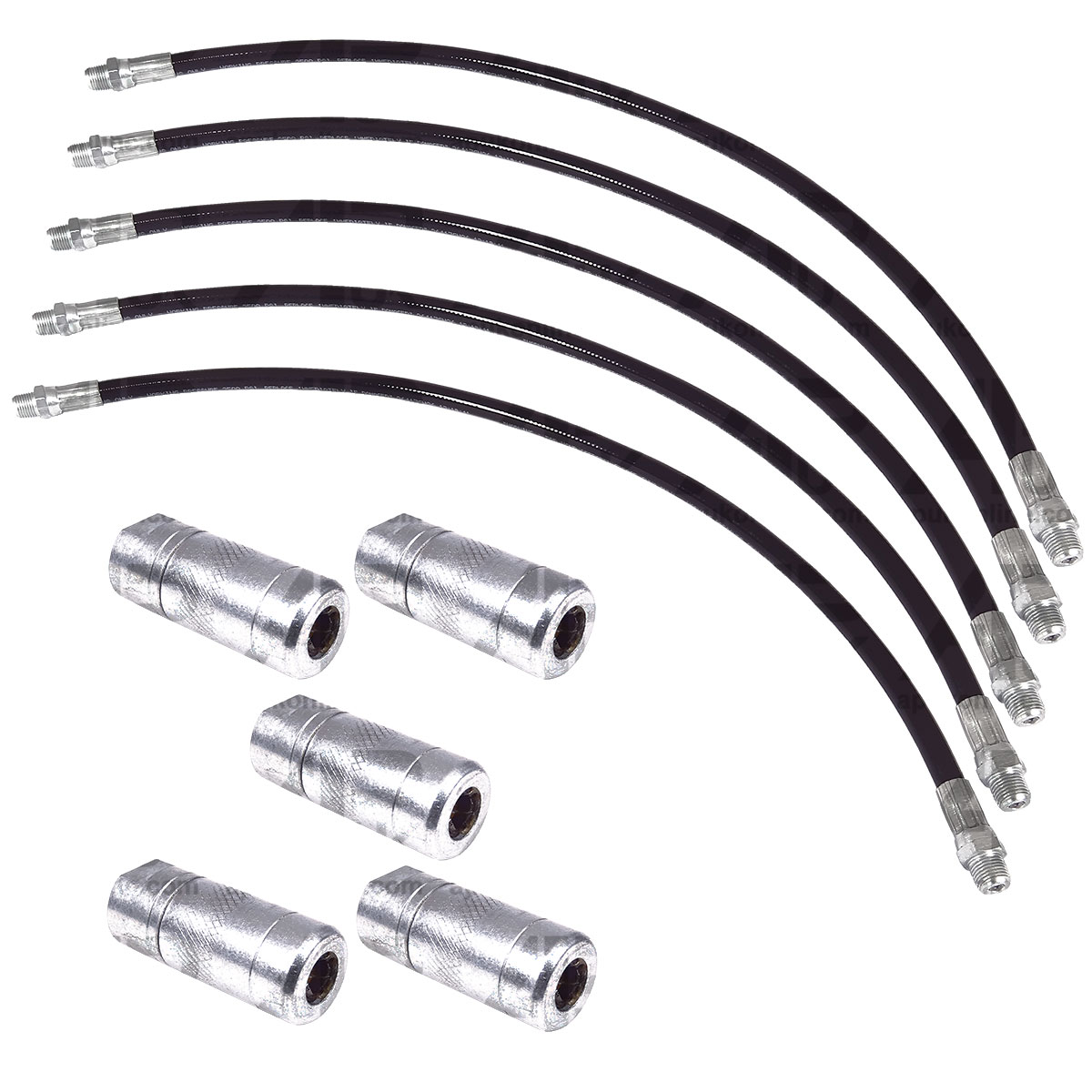 5x 1/8&quot; Inch BSP Thread Standard Duty Flexible Grease Gun Tube Hose 45cm Coupler