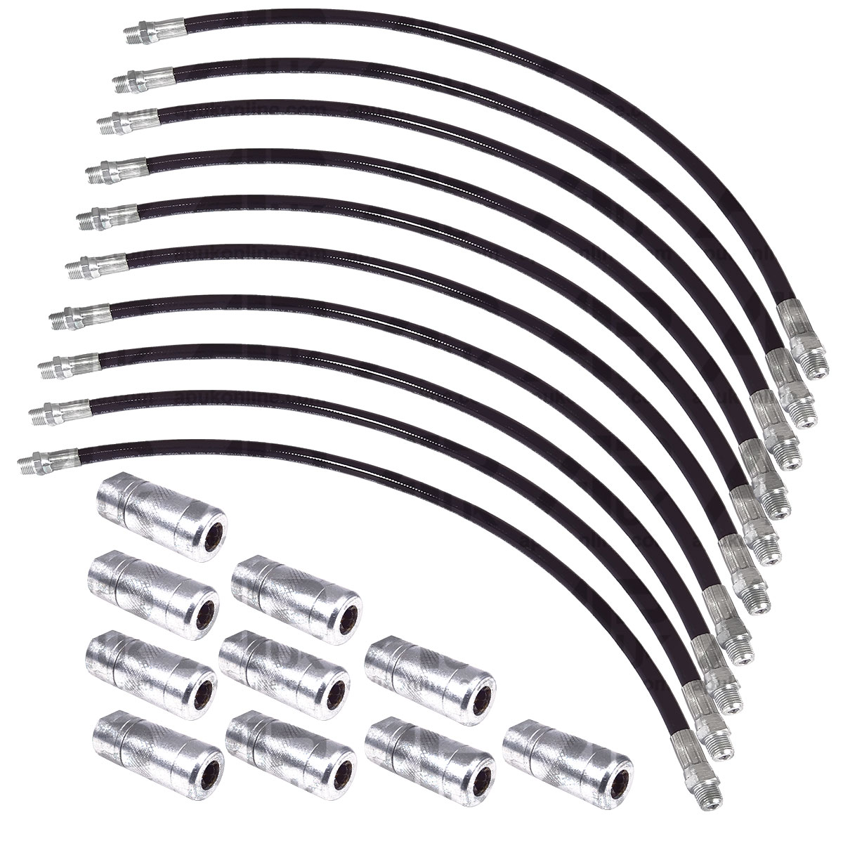 10x 1/8 Inch BSP Thread Standard Duty Flexible Grease Gun Tube Hose 45cm Coupler