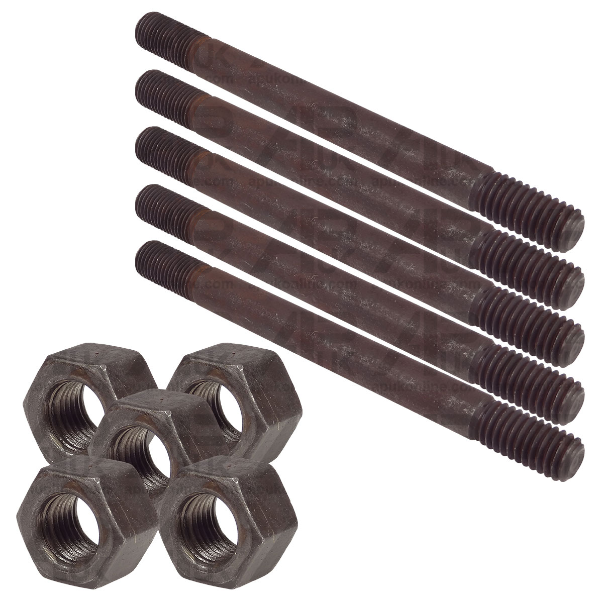 5x Cylinder Head Stud &amp; Nut 7/16 UNF UNC for Ferguson TEA TED TE20 TEA20 TED20