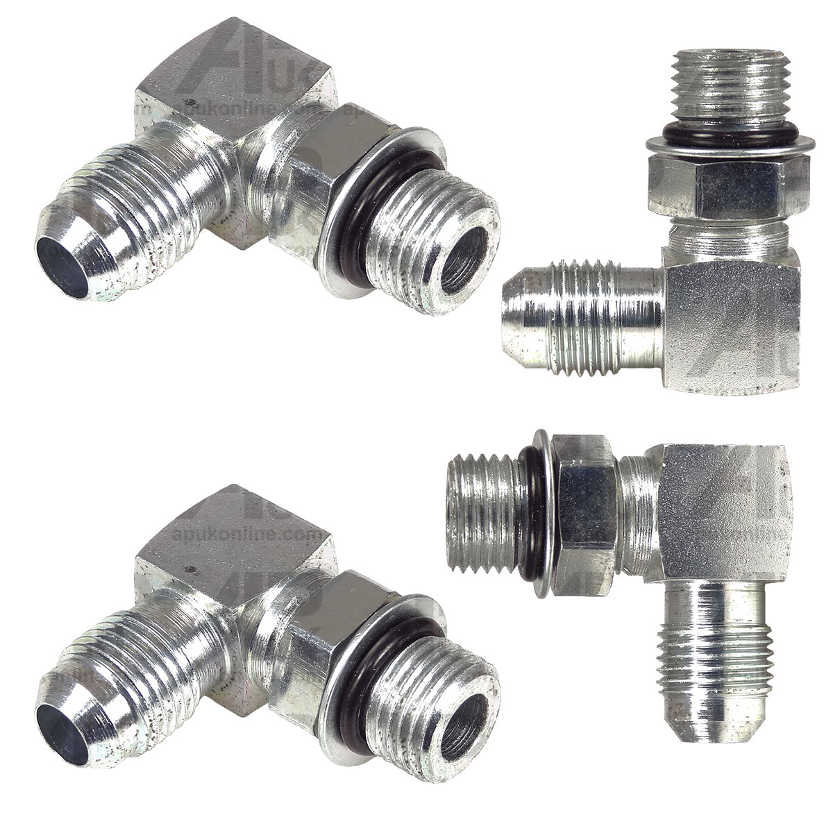 4 Power Steering Hose Adaptor Compact Elbow 90 Deg 9/16 Inch JIC/UNF Male/Male