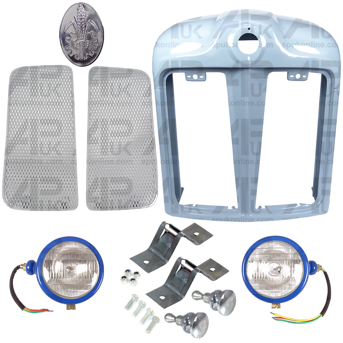 Nose Cone, Badge, Grille &amp; External Lights Lamps for Fordson Power Major Tractor