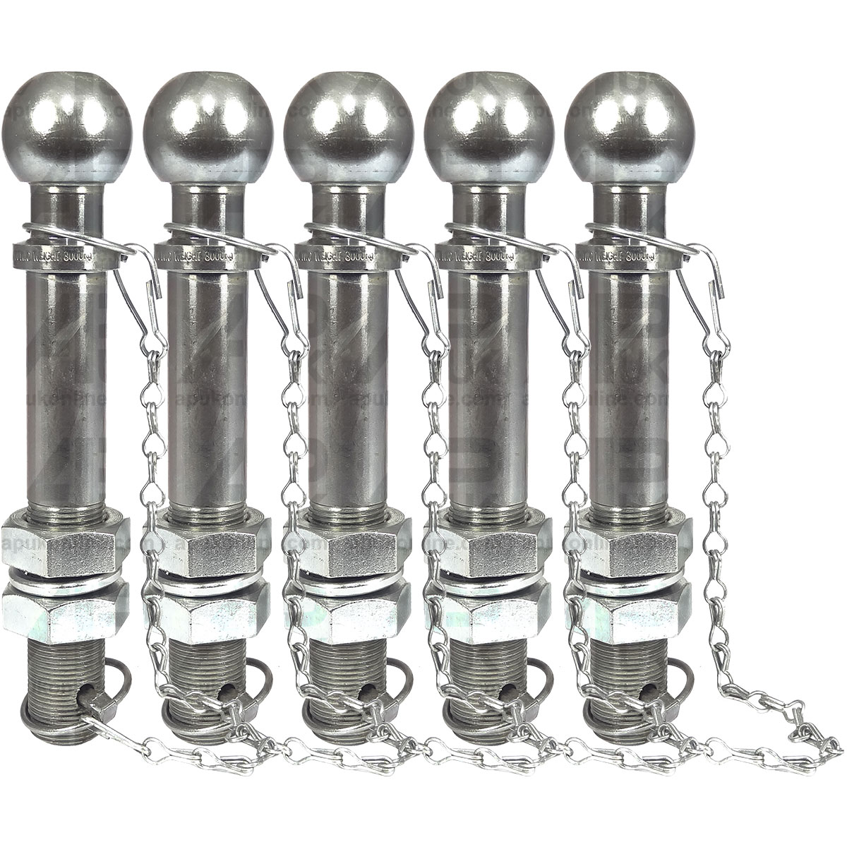 5x 50mm Ball Trailer Tractor Tow Hitch Pin 32mm with Chain Max Load 3000kg Long