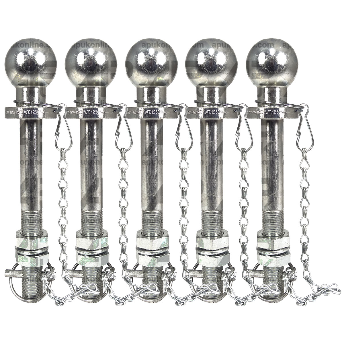 5x 50mm Ball Trailer Tractor Tow Hitch Pin 22mm with Chain Max Load 1250kg Long