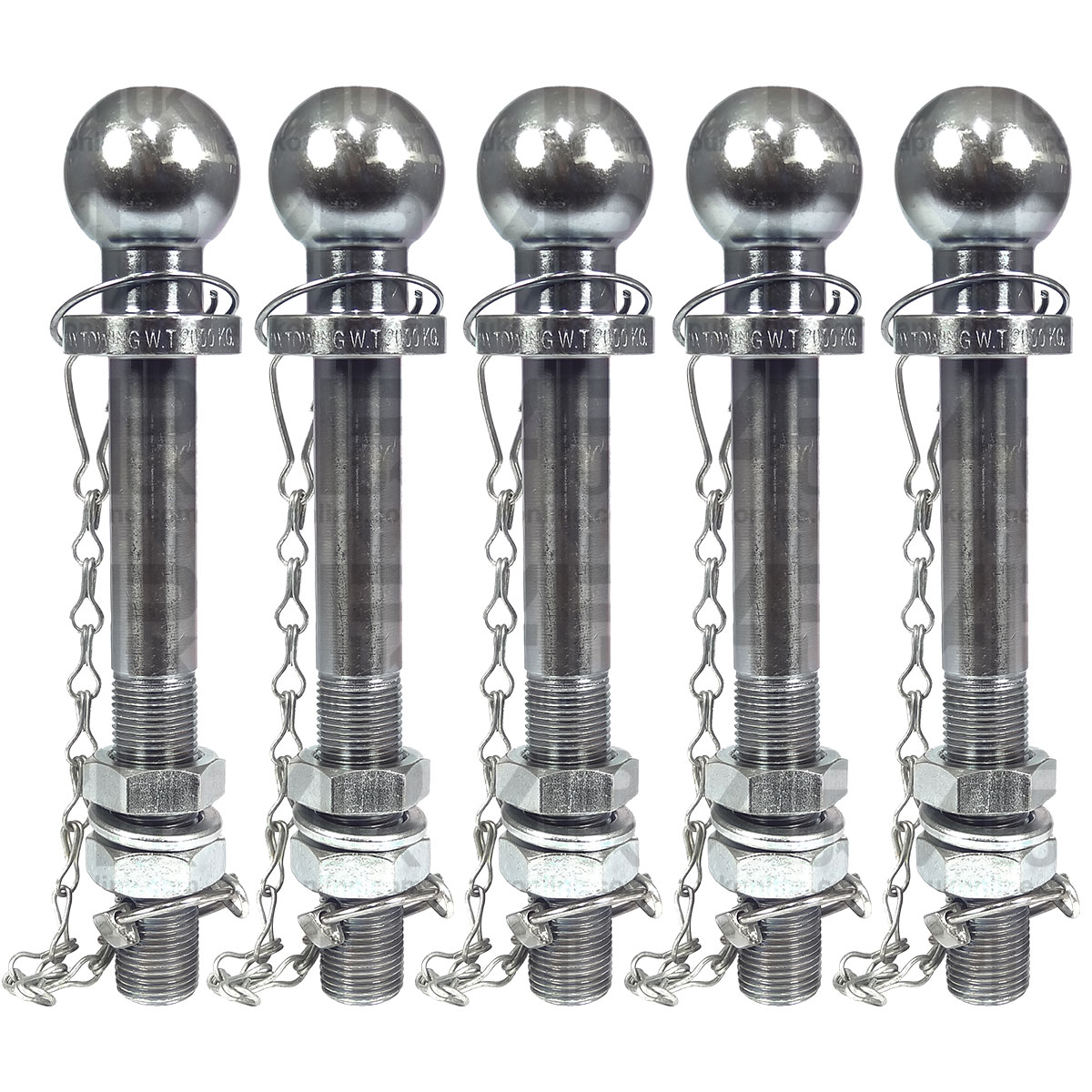 5x 50mm Ball Trailer Tractor Tow Hitch Pin 25mm with Chain Max Load 2000kg Long
