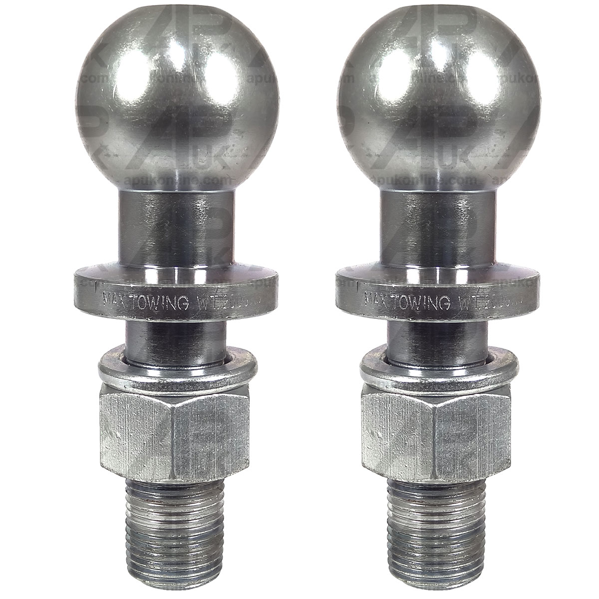 2x 50mm Ball Trailer Tractor Tow Drawbar Hitch Pin 25mm Max 2000kg Short