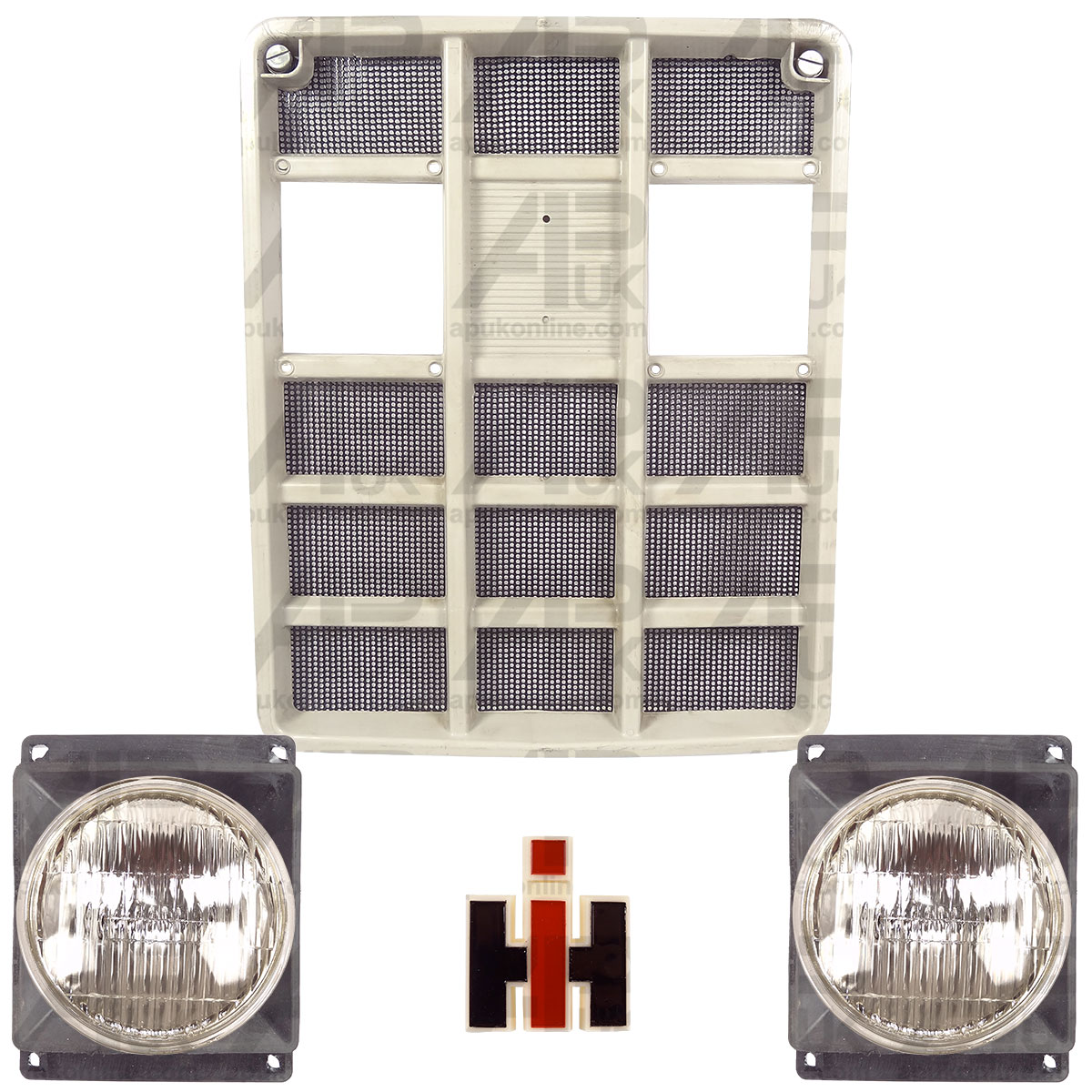 Grill, Badge &amp; Sealed Headlamps for Case International IH 354 364 374 Tractor