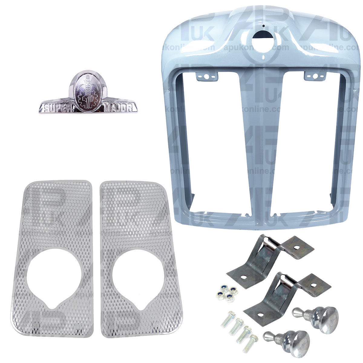 Nose Cone, Badge &amp; Grilles with Light Lamp Holes for Fordson Super Major Tractor