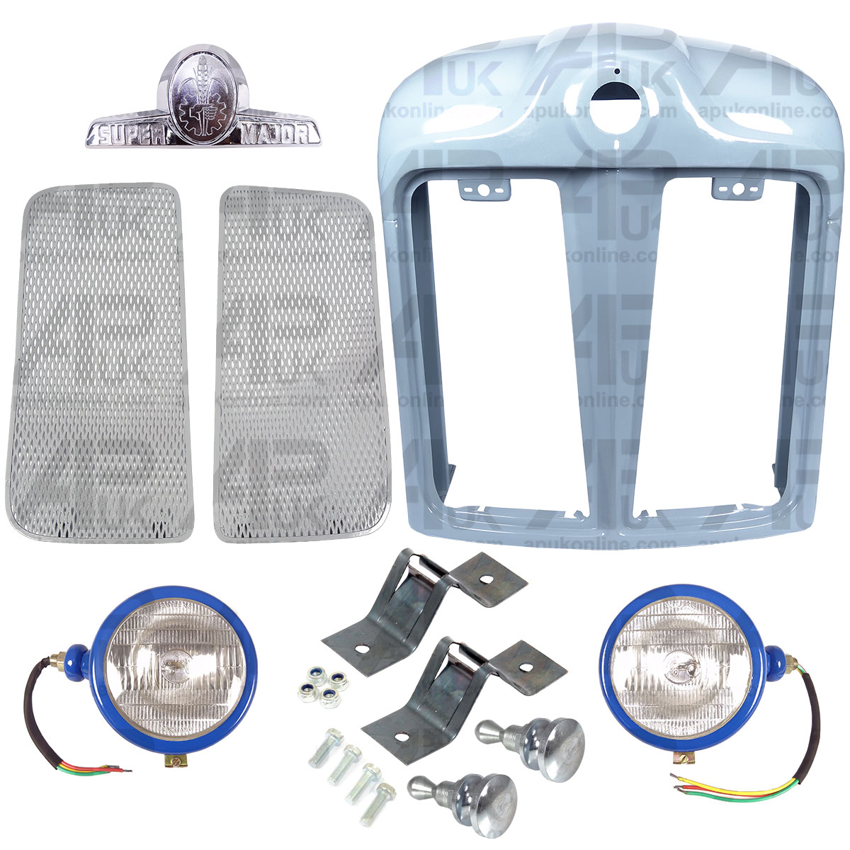 Nose Cone, Badge, Grille & External Lights Lamps for Fordson Super Major Tractor