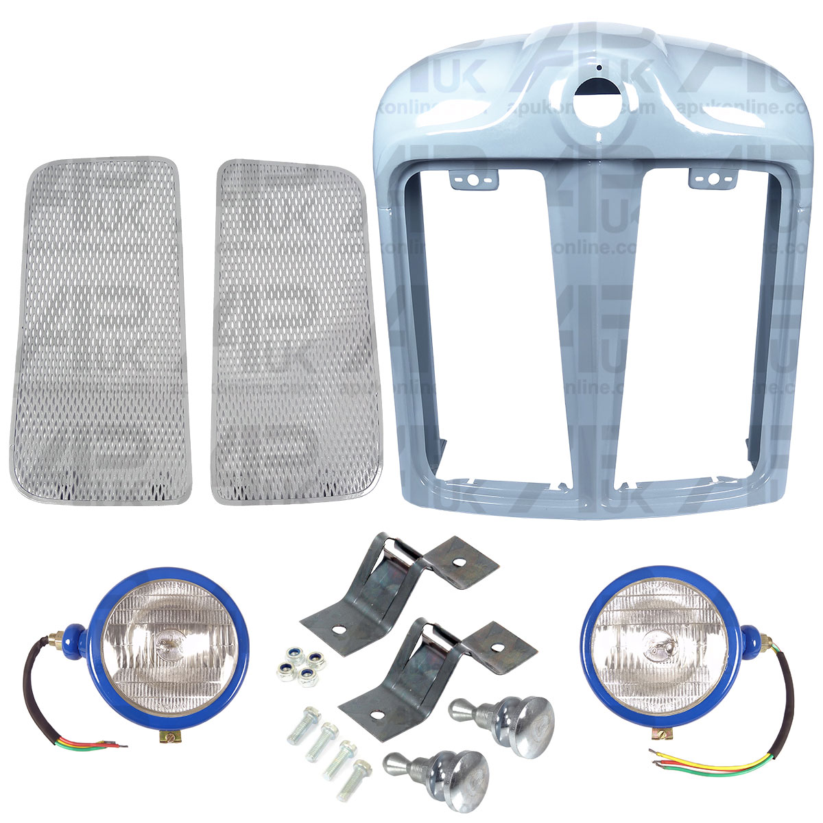 Nose Cone, Grille Set &amp; Outer Lights Lamps for Fordson Power Super Major Tractor