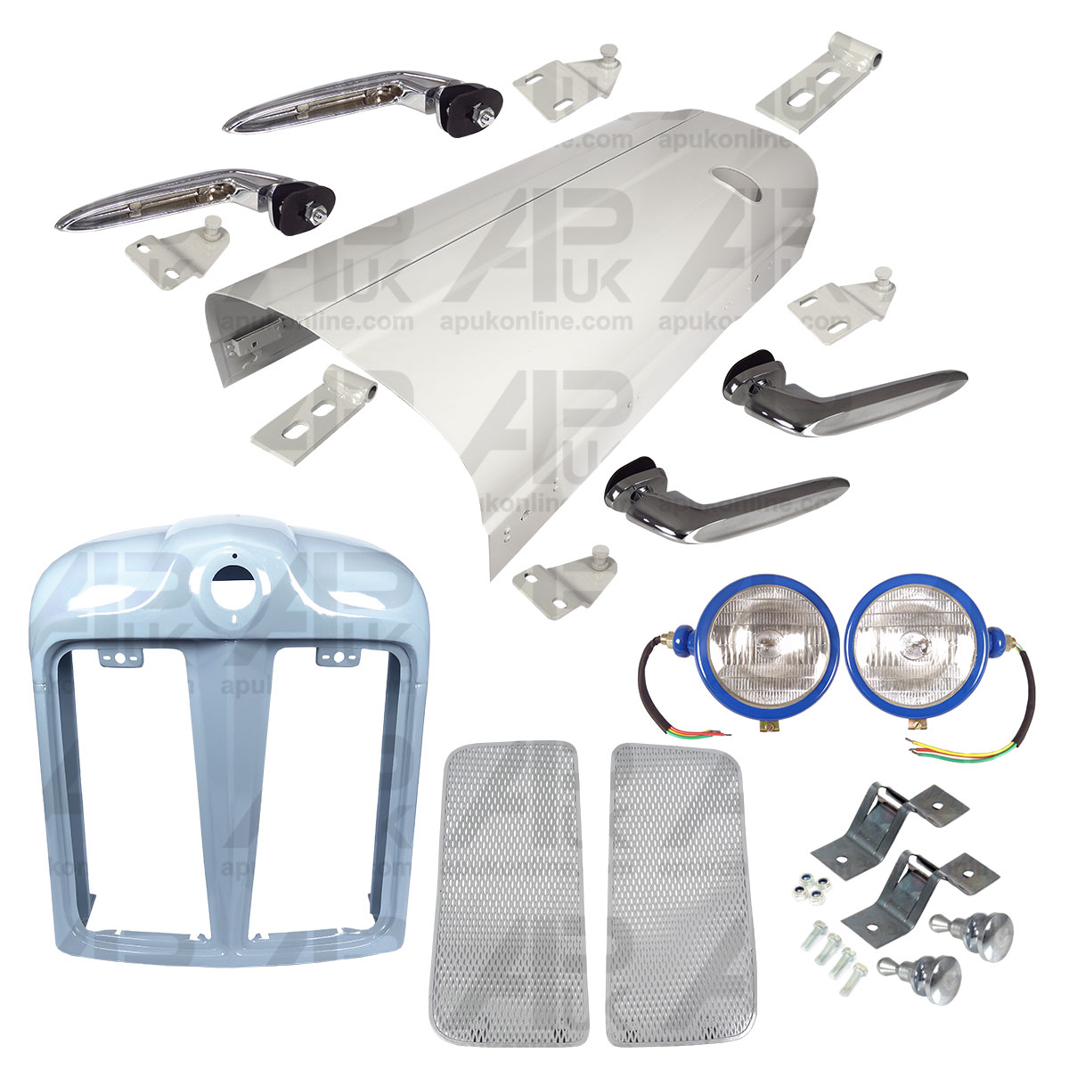 Nose Cone Outer Headlights Bonnet &amp; Handles Opt1 for Fordson Power Major Tractor