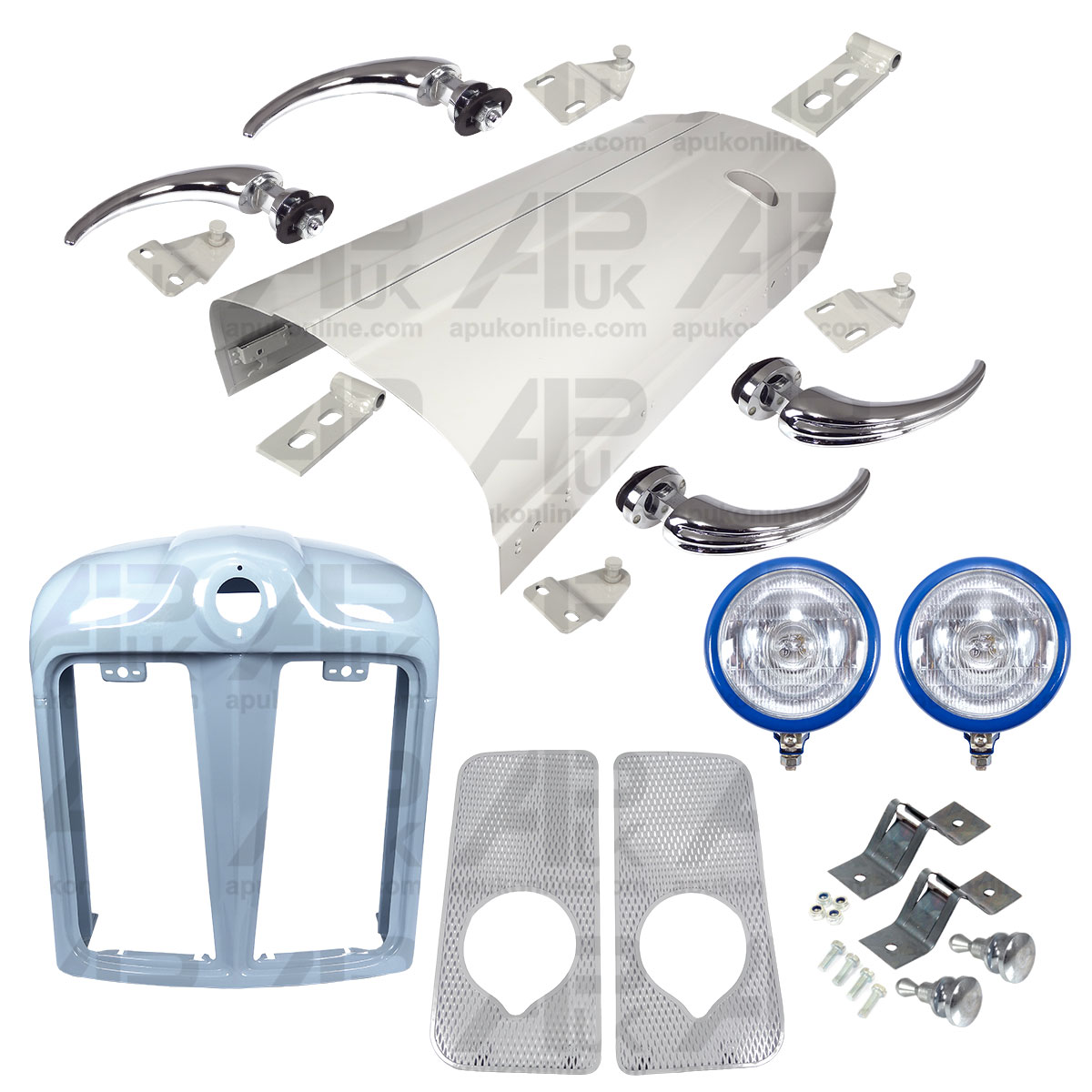 Nose Cone Inner Headlights Bonnet &amp; Handles Opt2 for Fordson Power Major Tractor