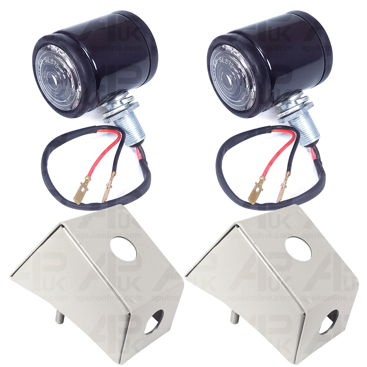 2x Black Butler Side Lamps &amp; Brackets for Massey Ferguson FE35 35 65 135 Tractor