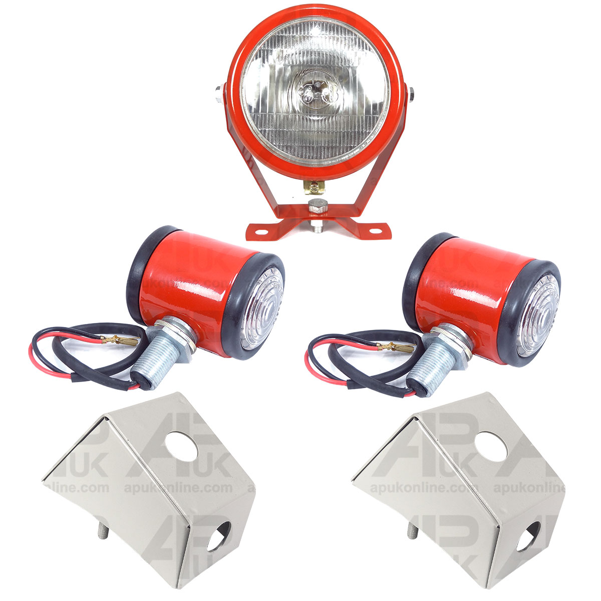 Red Plough 2x Butler Lamps &amp; Brackets for Ferguson FF30 FE35 TEA20 TED20 Tractor