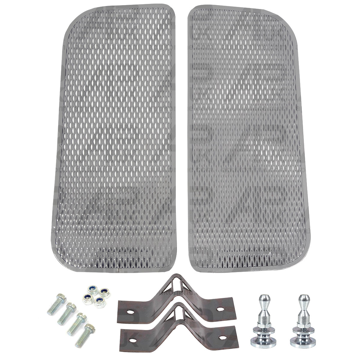 Pair Grilles without Lamp Holes &amp; Fastener Kit for Fordson Super &amp; Dexta Tractor