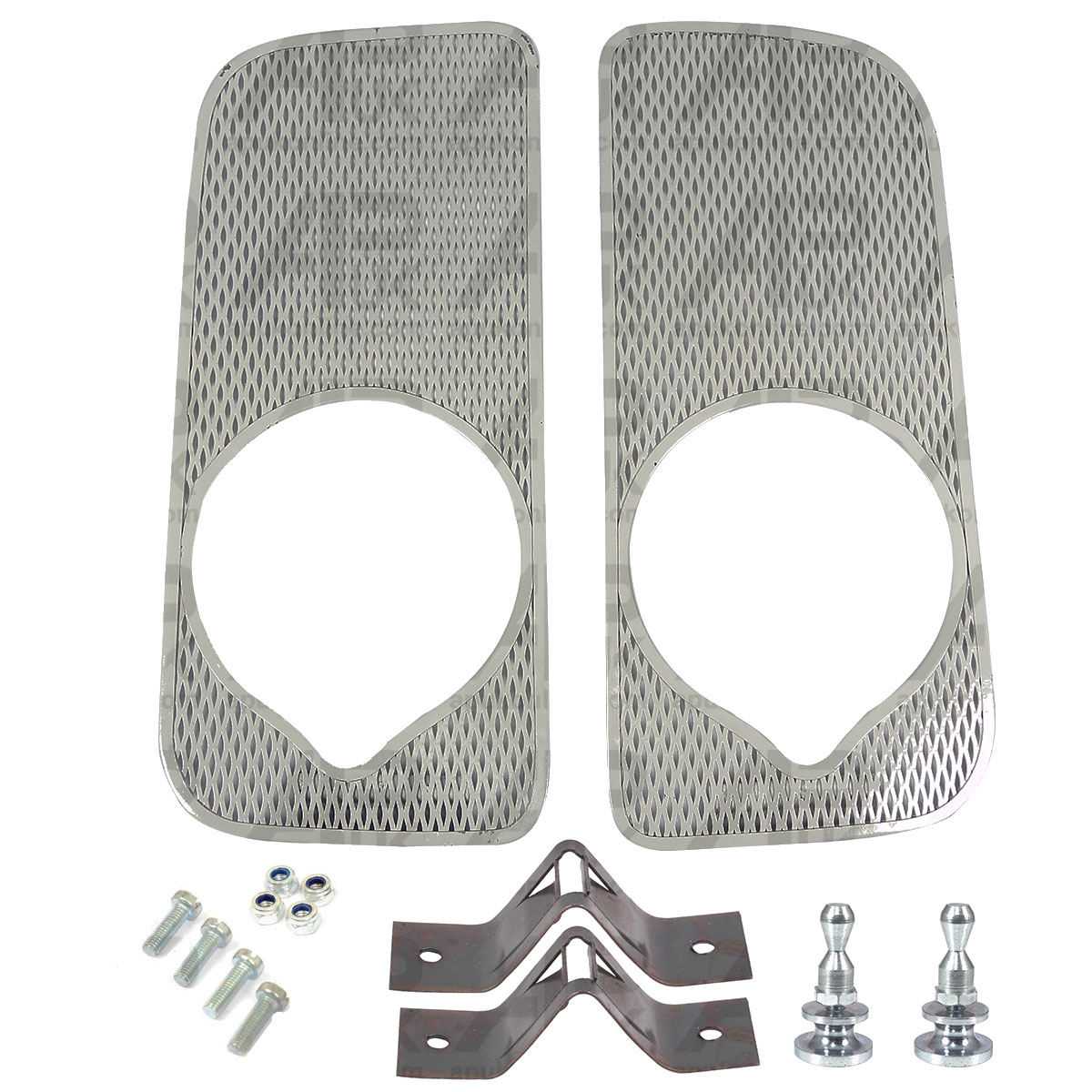 Pair Grilles with Lamp Holes & Fastener Kit for Fordson Super & Dexta Tractor