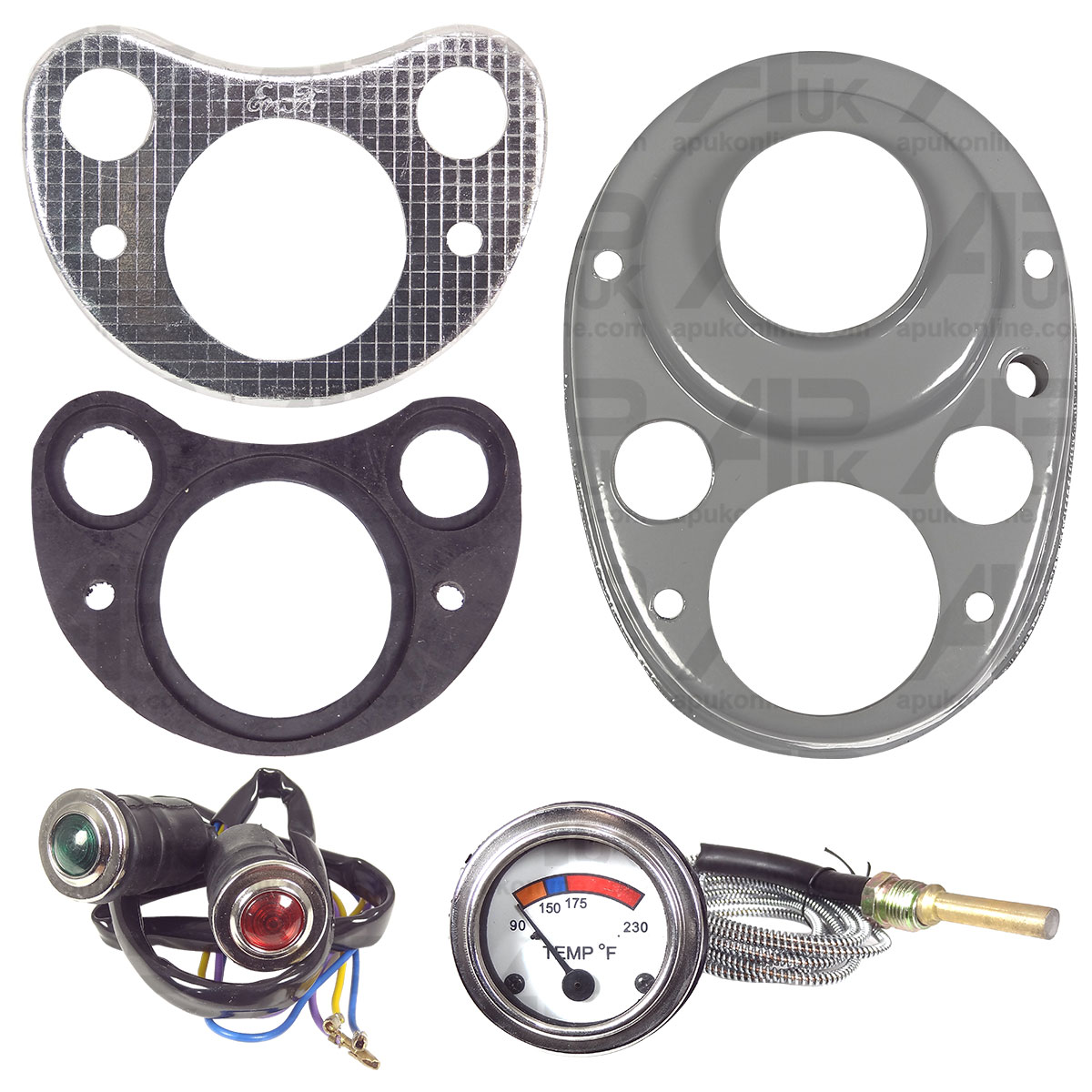 Instrument Dash Panel with Temp Gauge &amp; Lights for Fordson Super &amp; Dexta Tractor