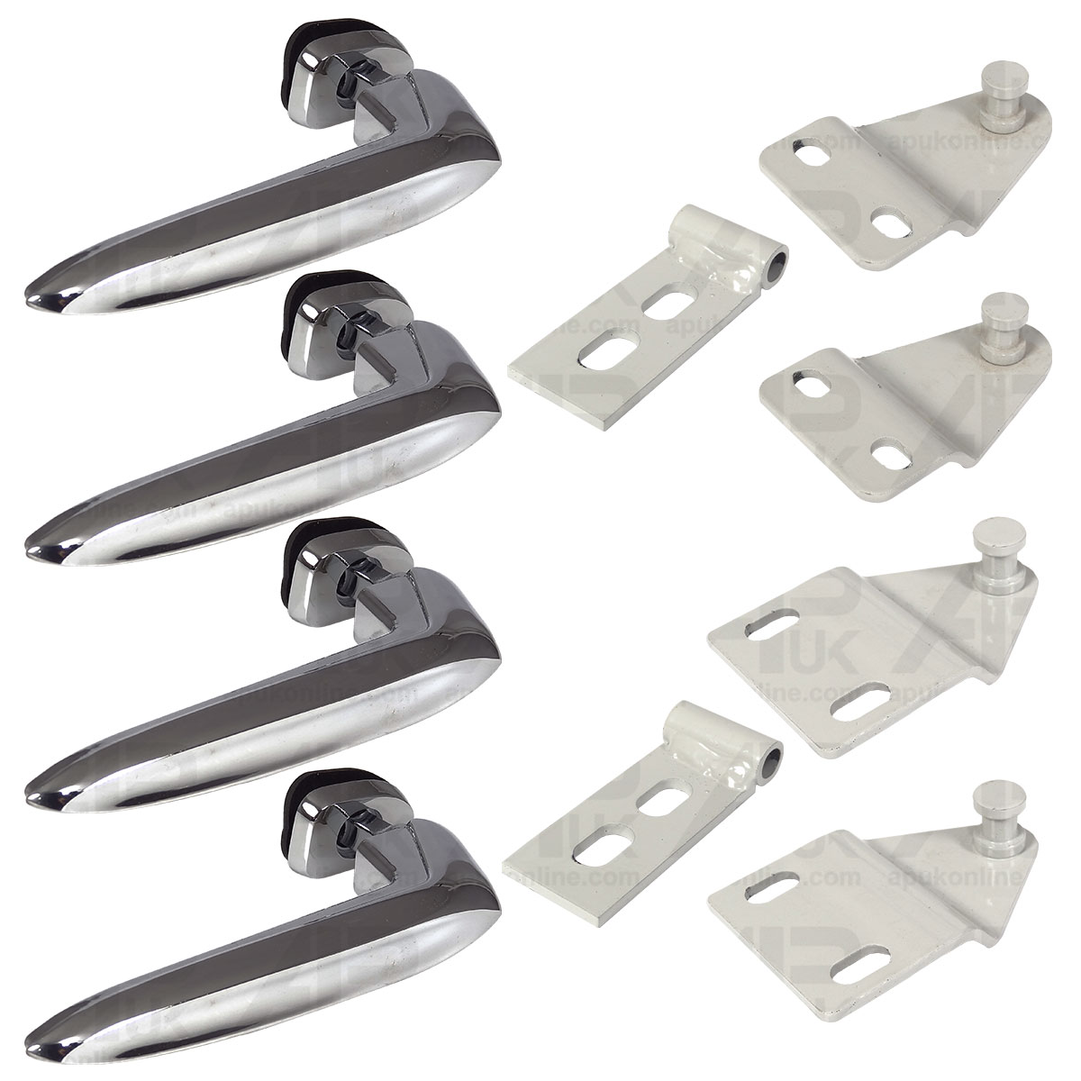 4x Straight Handles &amp; Hinge Catch Brackets for Fordson Power Super Major Tractor