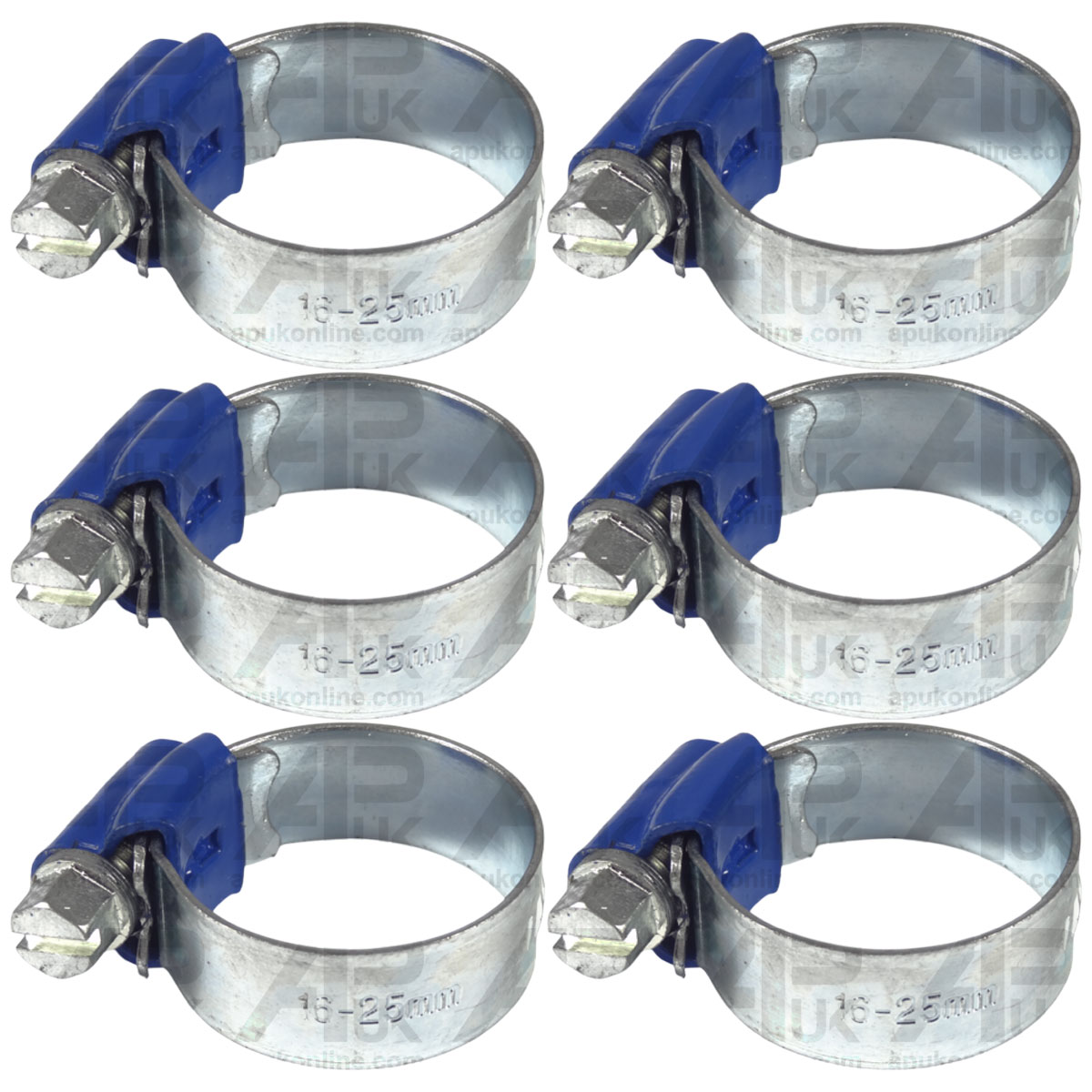 6x Universal Worm Drive Rubber Hose Pipe Clip Clamp 15-24mm for Various Tractor