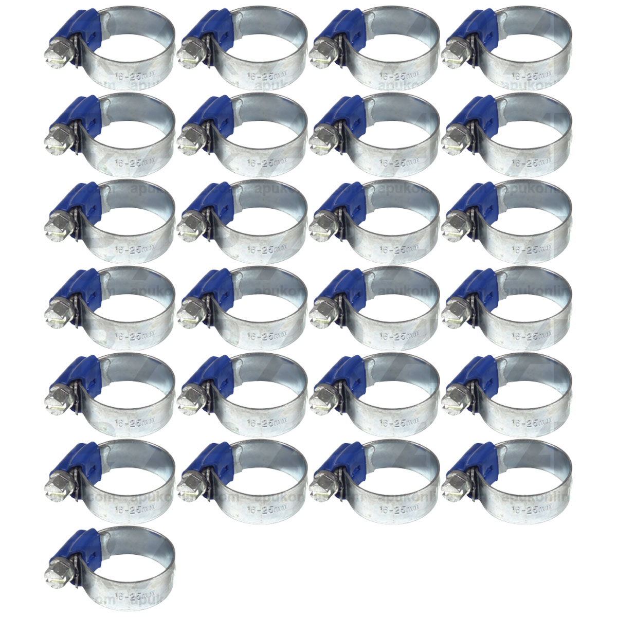 25x Worm Drive Hose Clip 16-25mm Rubber Pipe Jubilee Type Clamp Radiator Tractor