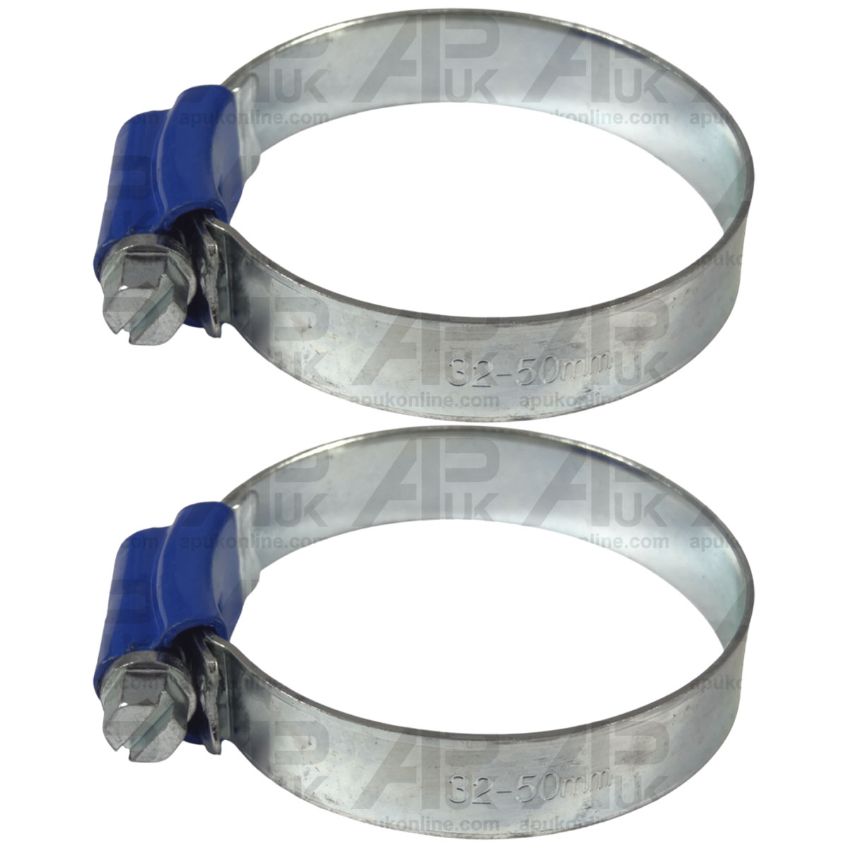 2x Universal Worm Drive Rubber Hose Pipe Clip Clamp 38-50mm for Various Tractor