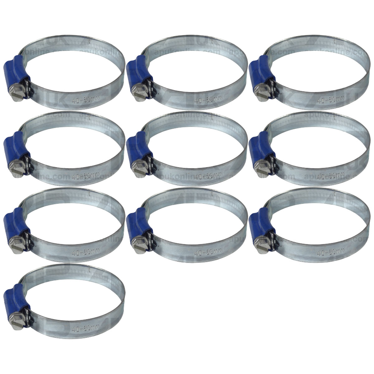 10x Worm Drive Hose Clamp 40-60mm Rubber Water Coolant Pipe Workshop Fastener