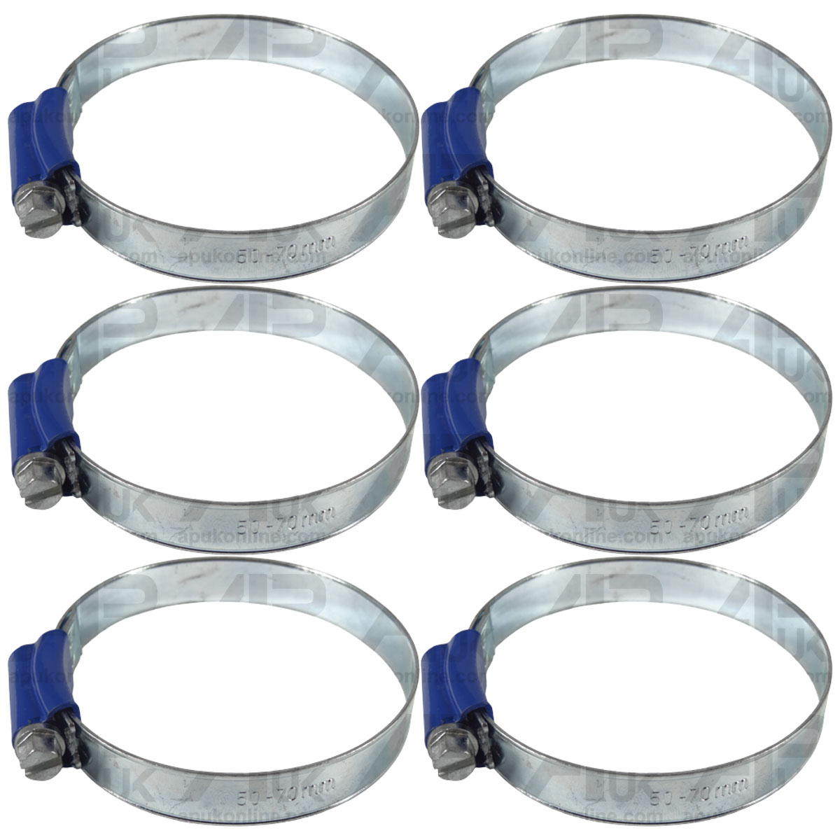 6x Worm Drive Hose Clamp 50-70mm Rubber Water Coolant Pipe Workshop Fastener