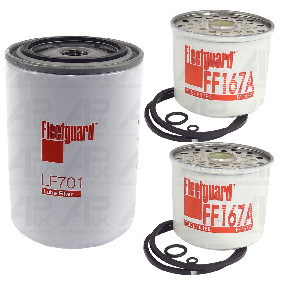Fleetguard Fuel &amp; Long Oil Filter Set for Ford 532 535 550 555 655 755 Tractor