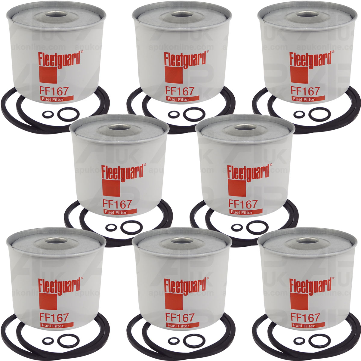 8x Fleetguard Fuel Filter Set for Landini 8550 8560 8860 9060 9880 10000 Tractor