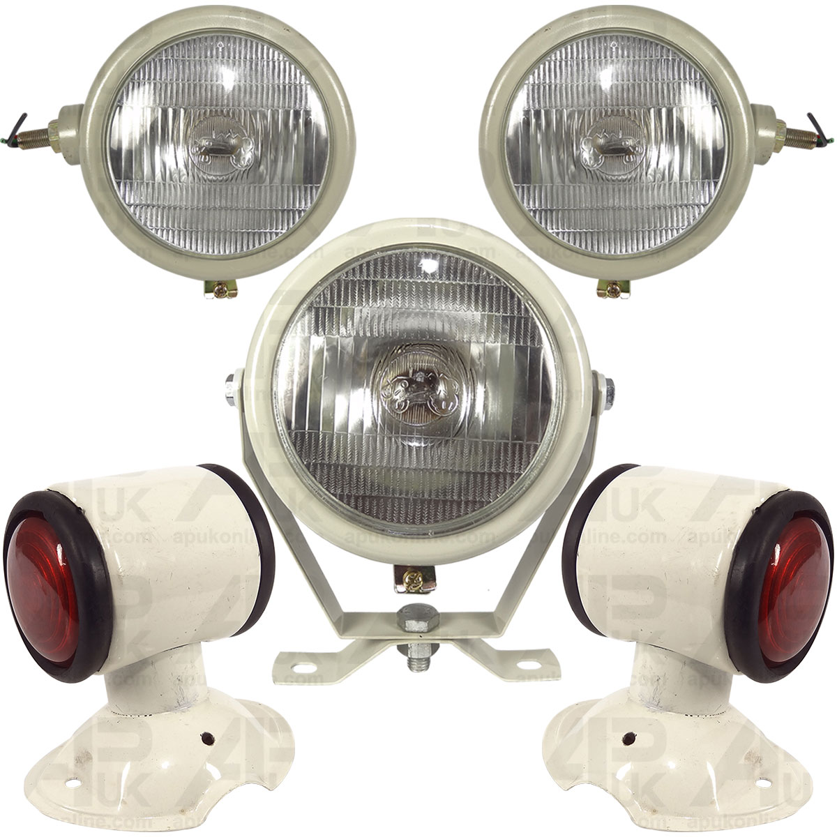 White Headlight, Side Light &amp; Plough Lamp for David Brown 770 780 880 Tractor