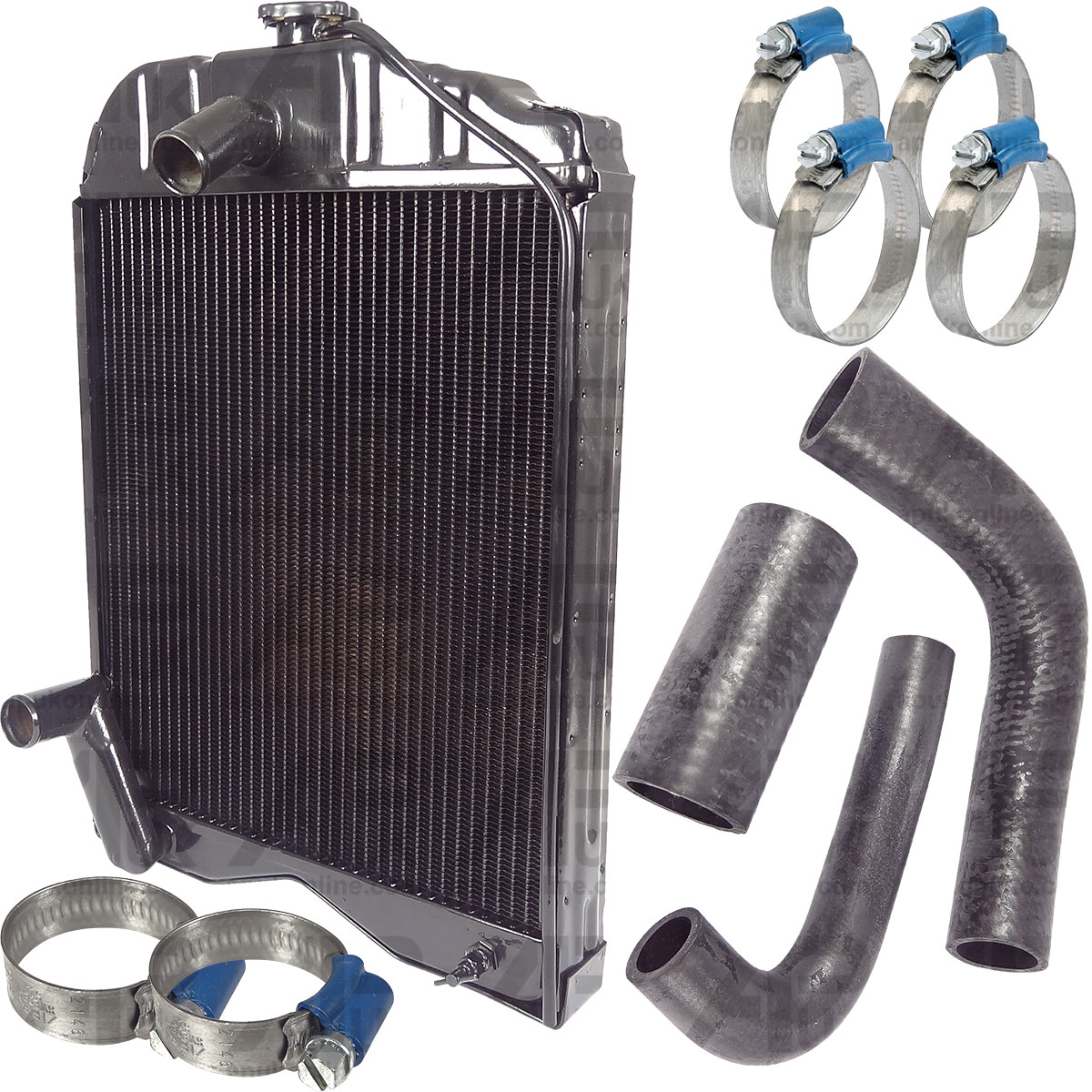 Radiator with Rubber Hoses &amp; Clips for Ferguson TE20 TEA20 TED20 Tractor Petrol