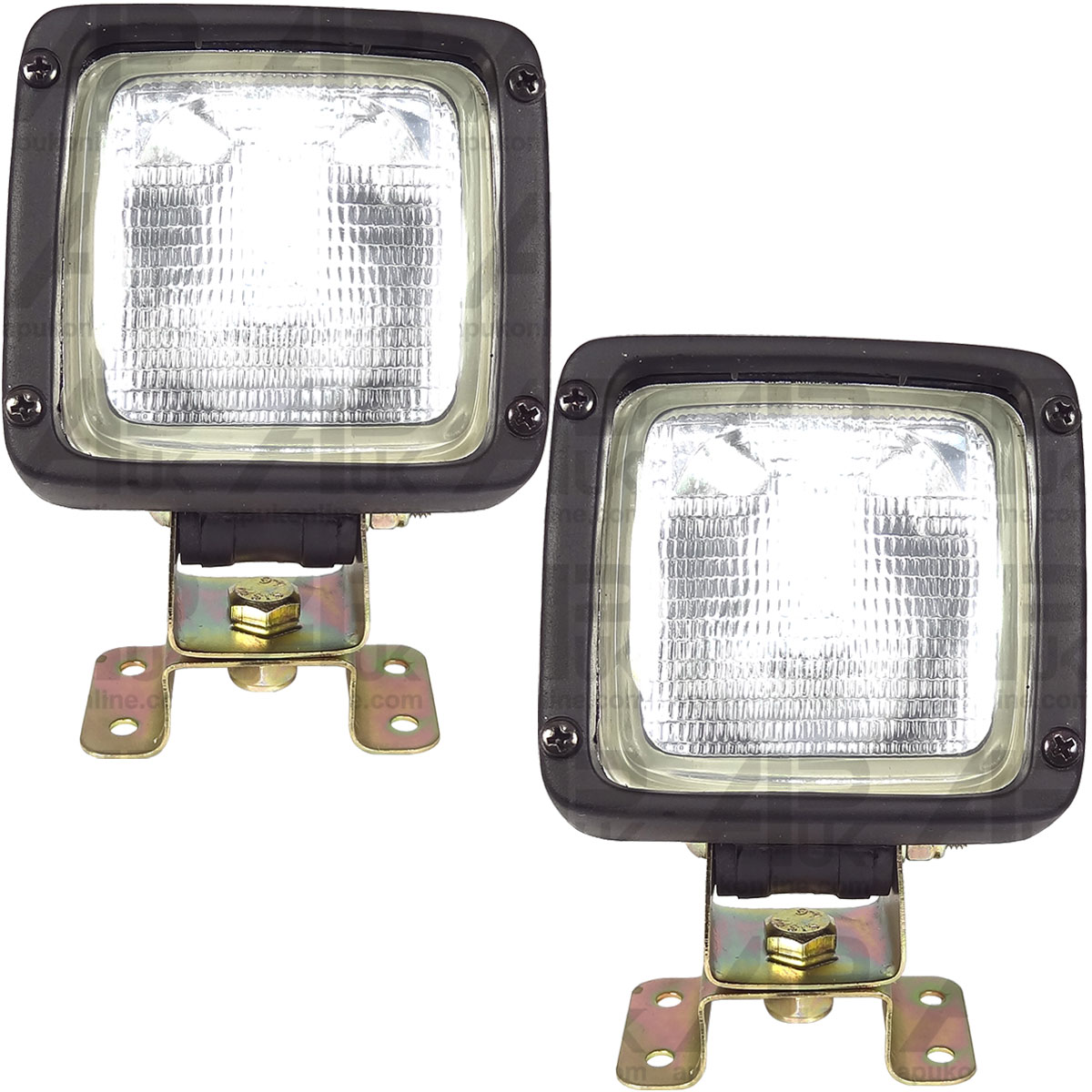 2x Universal Halogen Clear Work Light Lamp Square Bolt On RH &amp; LH 2 Pin 24V 70W