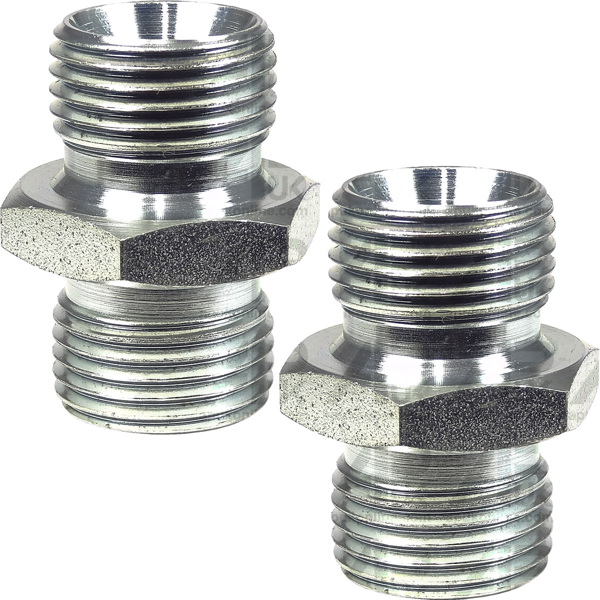 Pair Hydraulic Adaptor 1/2&quot; BSP Male/Male Pack for Case David Brown JCB Tractor