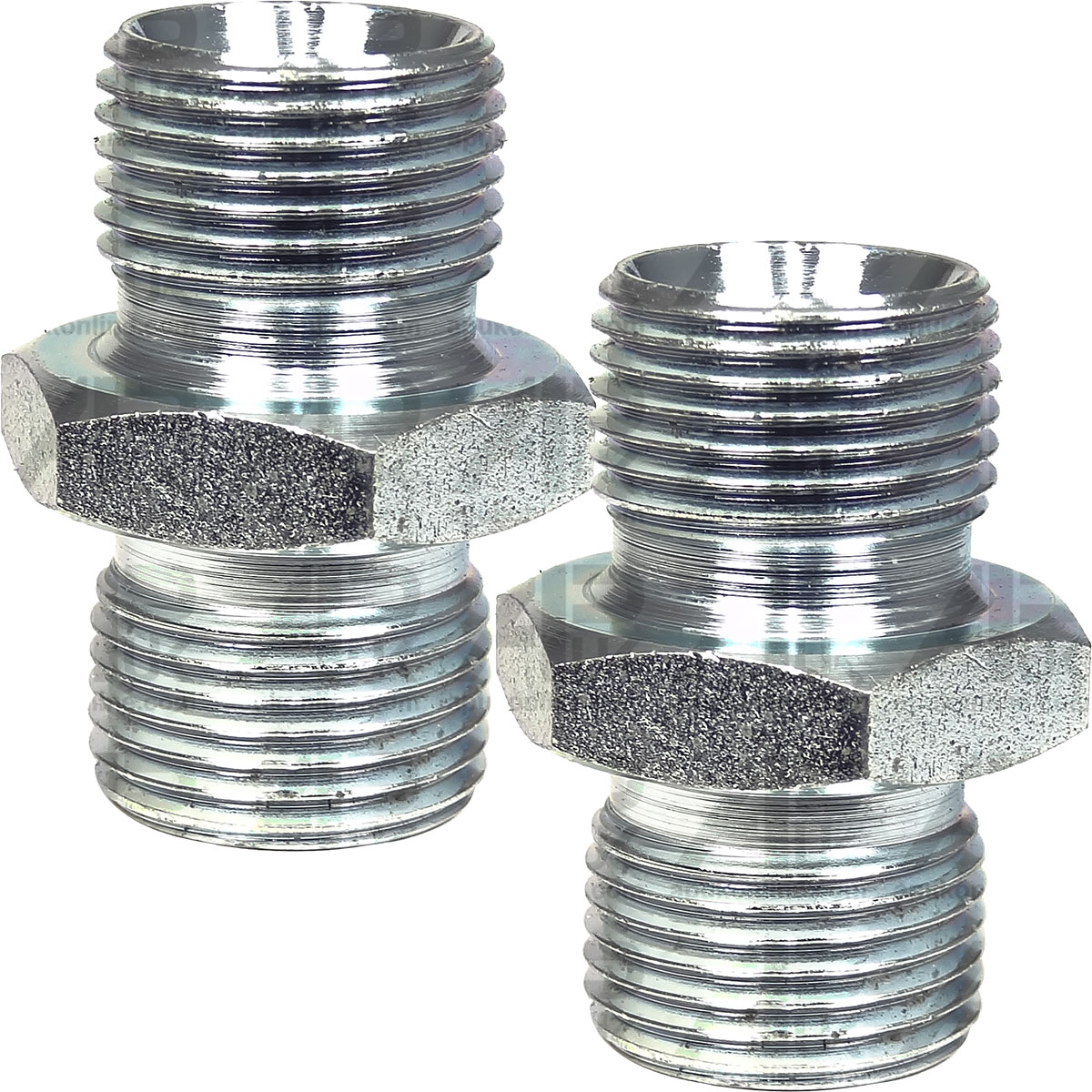 Pair Hydraulic Adaptor 3/8&quot; BSP Male/Male Set for Ford Massey Ferguson Tractor