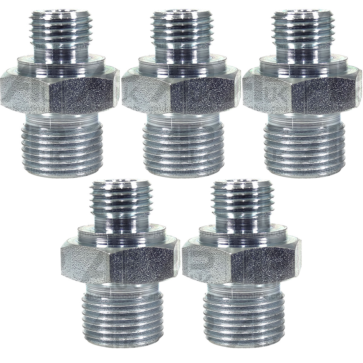 5x Hydraulic Adaptor 3/8&quot; BSP Male to 1/2&quot; UNF Male Set for Ford Massey Tractor