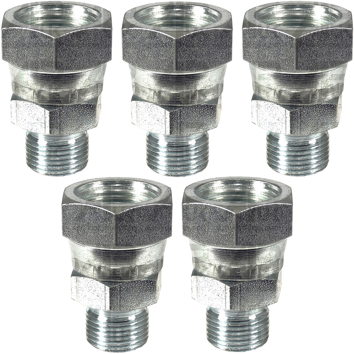 5x Hydraulic Adaptor 3/8&quot; Male to 1/2&quot; Female BSP Pack for Case IH JCB Tractor