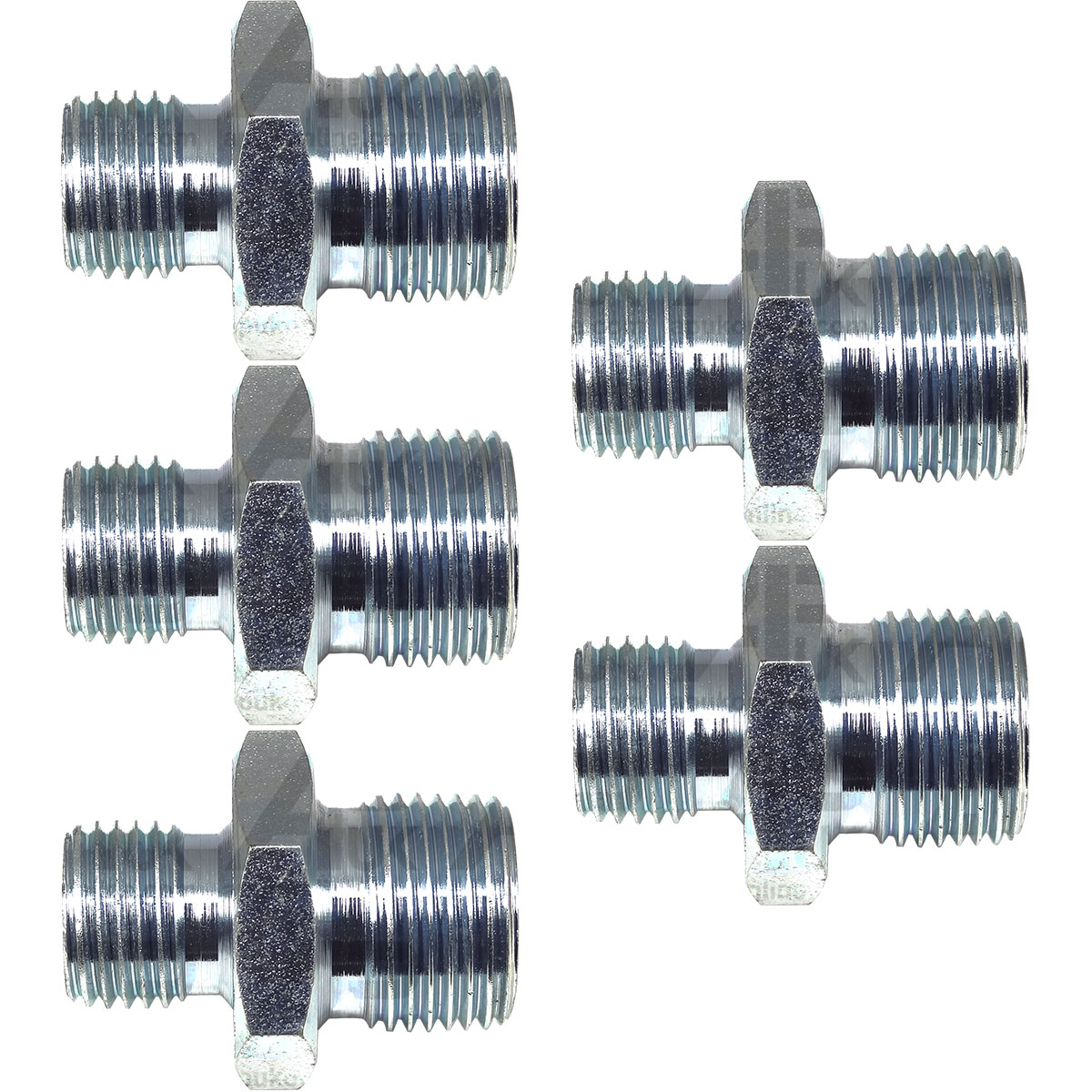 5x Hydraulic Adaptor 1/4 Male - 3/8 Male BSP Set for Fiat John Deere JCB Tractor