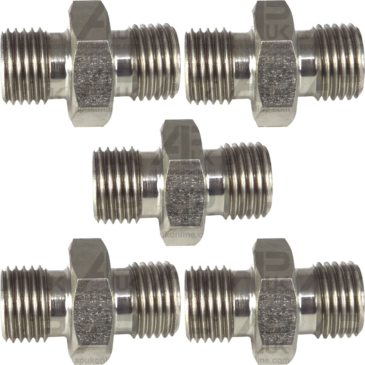 5x Hydraulic Adaptor 1/4&quot; BSP Male/Male Set for Ford Massey Ferguson Tractor